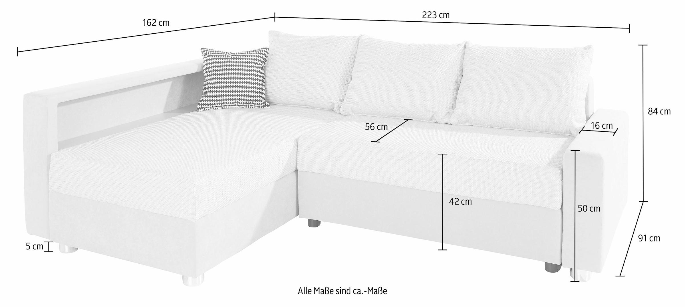 COLLECTION AB Ecksofa »Relax L-Form«, inklusive Bettfunktion, Federkern, wahlweise mit RGB-LED-Beleuchtung