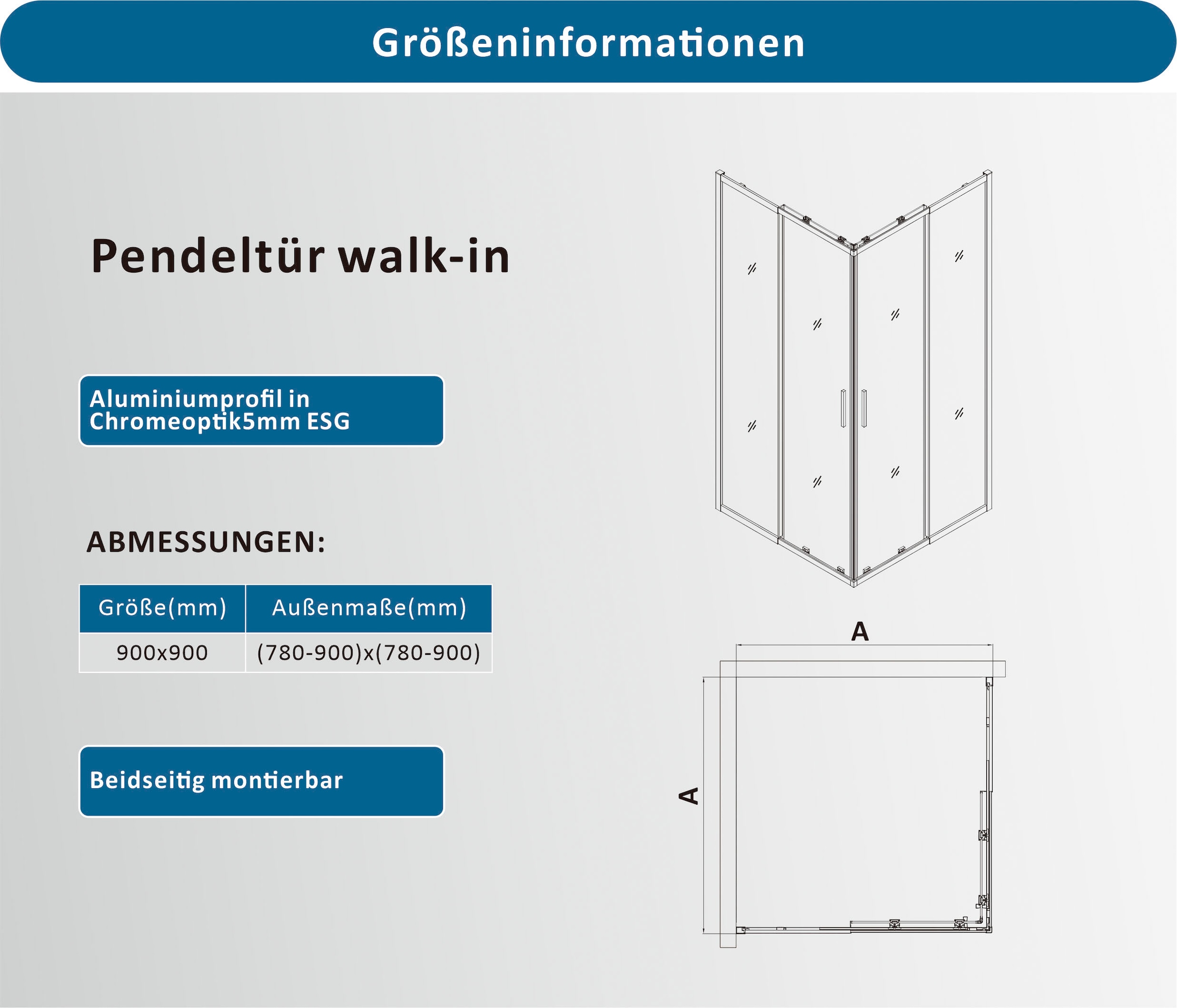 welltime Eckdusche »Trento Slimline« Eckdusche mit Profil in schmalem Design und robustem Rollensystem