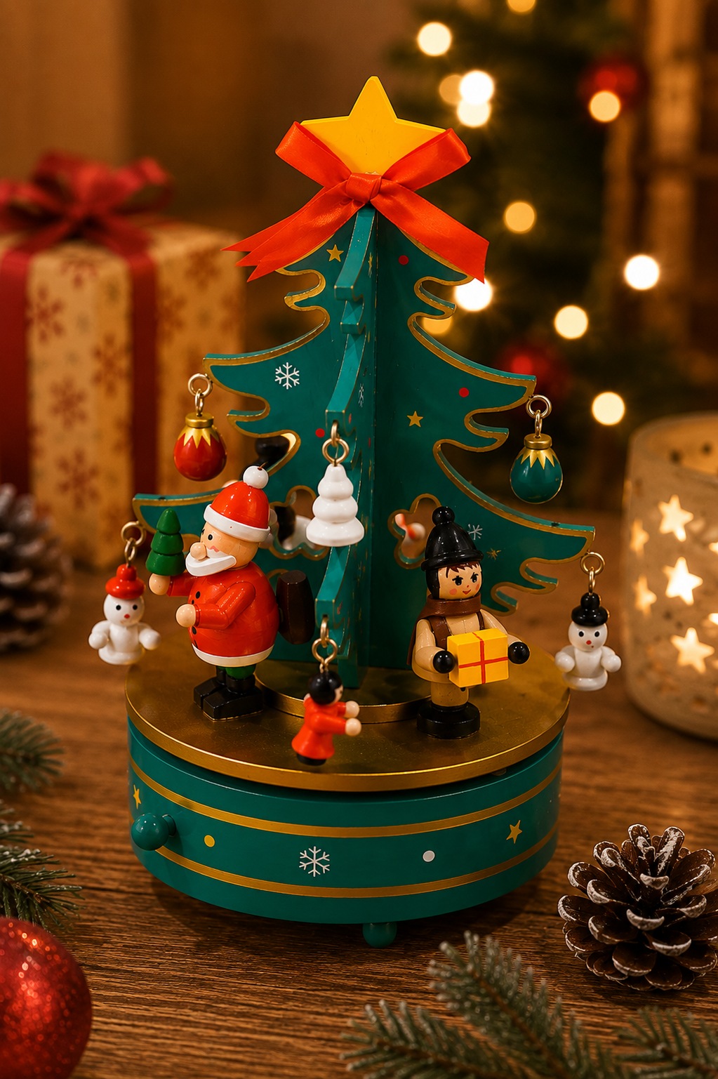 OTTO home Spieluhr »Weihnachtsbaum festlich« Weihnachtsbaum aus Holz , Aufziehschlüssel, extra Anhänger, Melodie