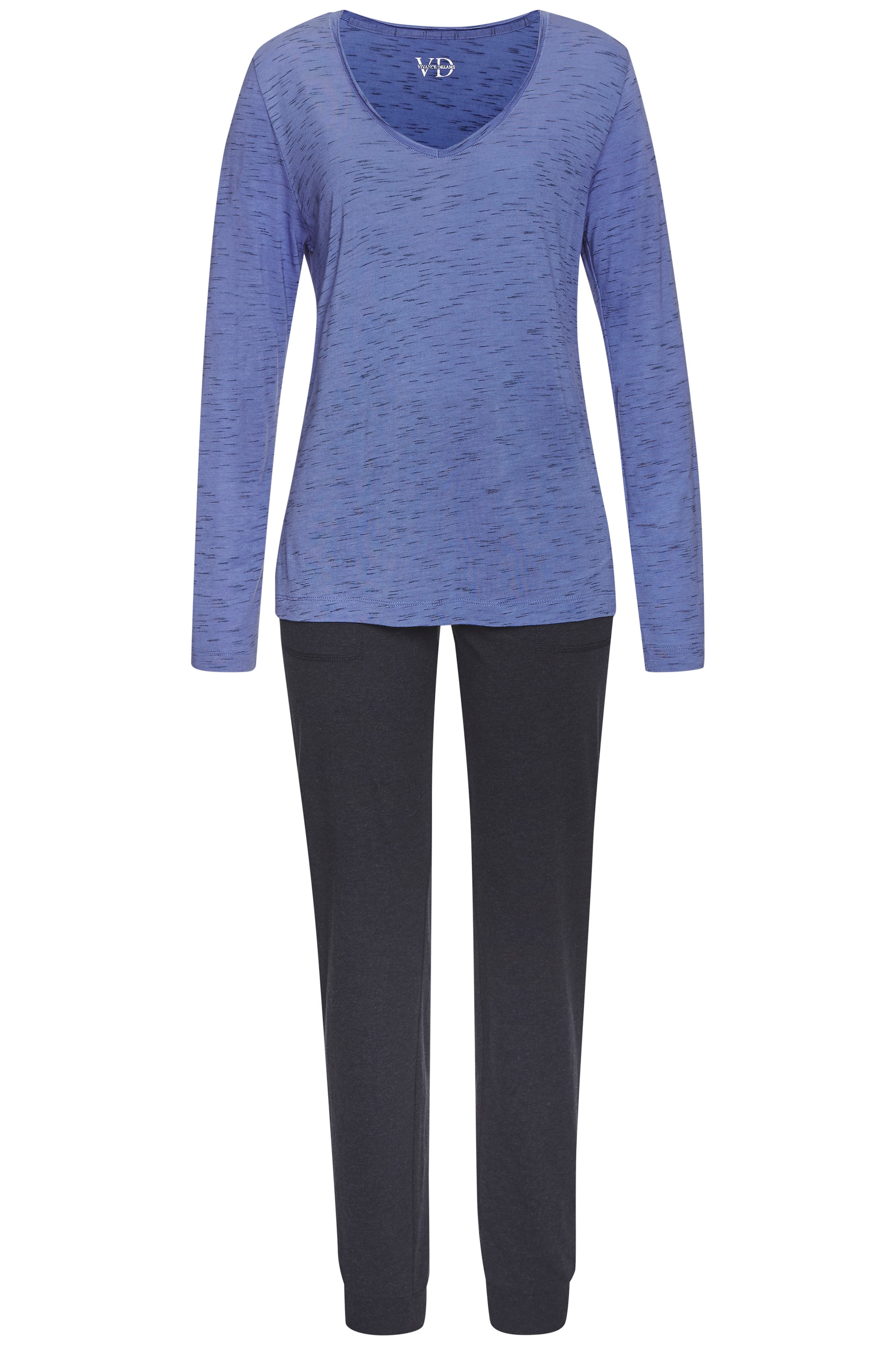 Vivance Dreams Pyjama, (2 tlg.), mit schönem Melangeeffekt