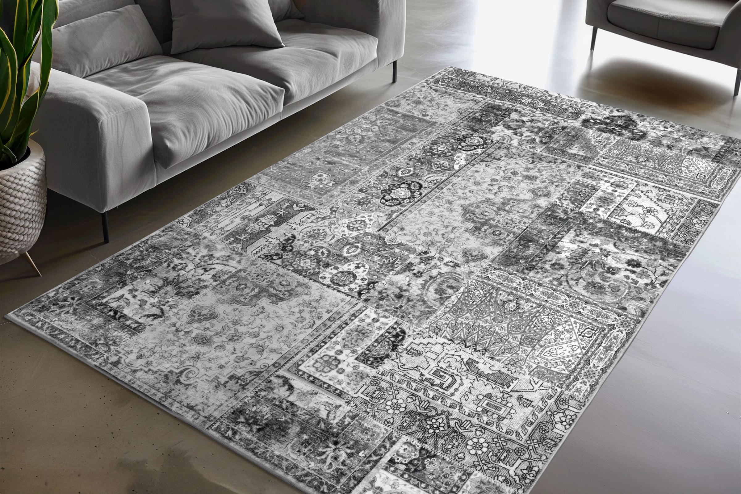 Kayoom Teppich »Visionary 130« rechteckig 8 mm Höhe Kurzflor, Vintage, Patchwork Muster, Modernes Muster