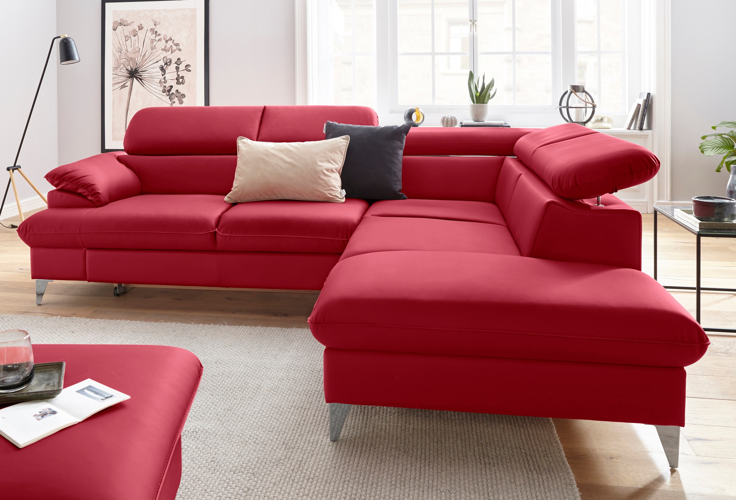 COTTA Ecksofa »Caluso L-Form«, mit Kopfteilverstellung, wahlweise mit Bettfunktion & Bettkasten