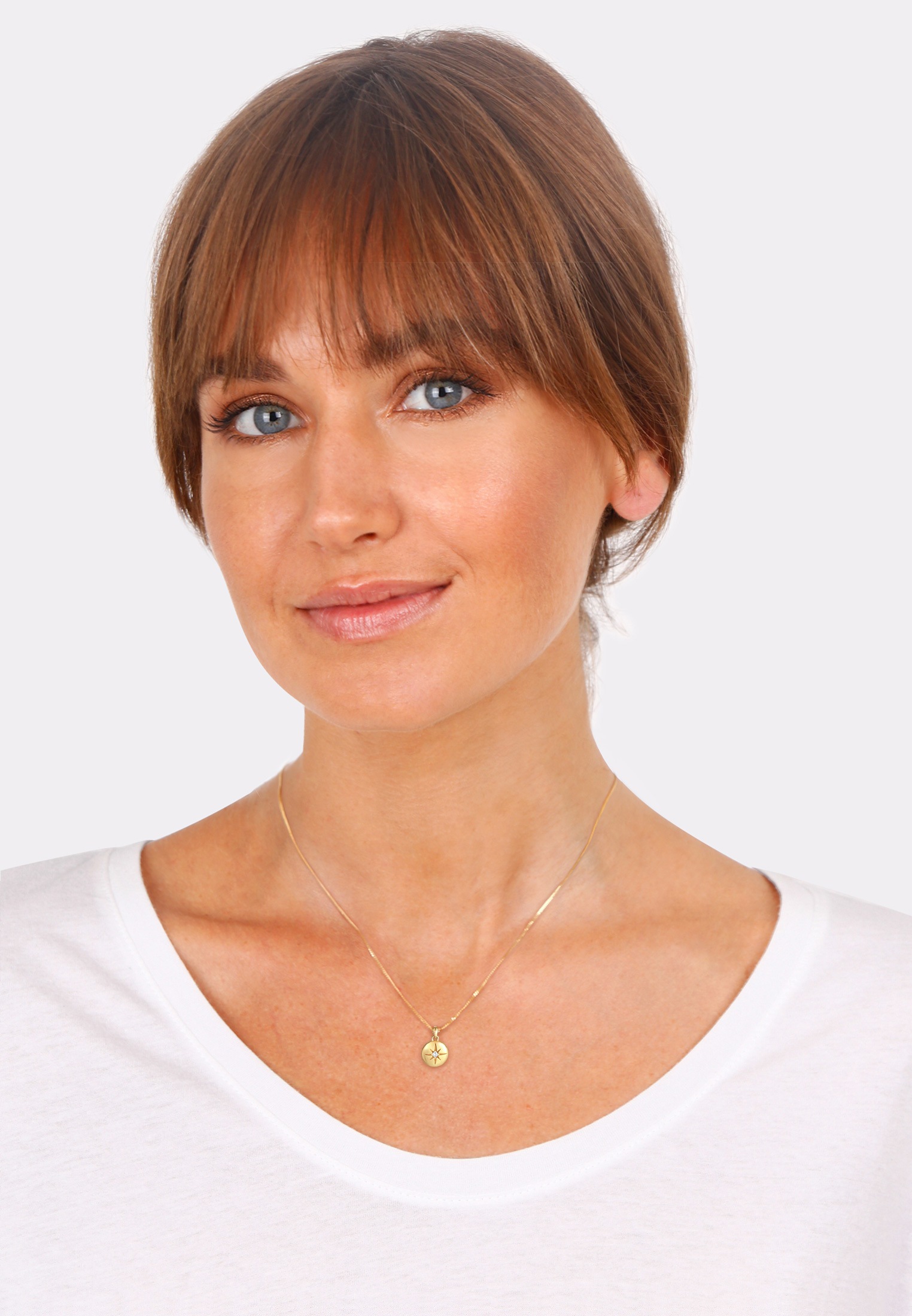 Elli Kette mit Anhänger »Halskette Stern Plättchen Disc Zirkonia 925 Silber«