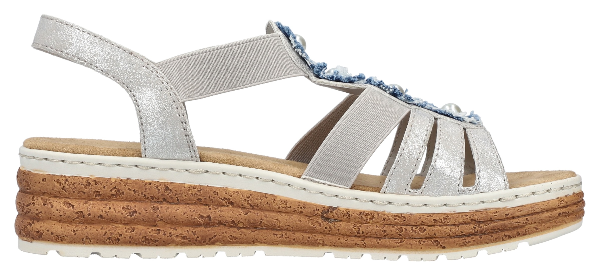 Rieker Plateausandale, Sandalette, Sommerschuh, Schlupfschuh mit seitlichen Gummizügen