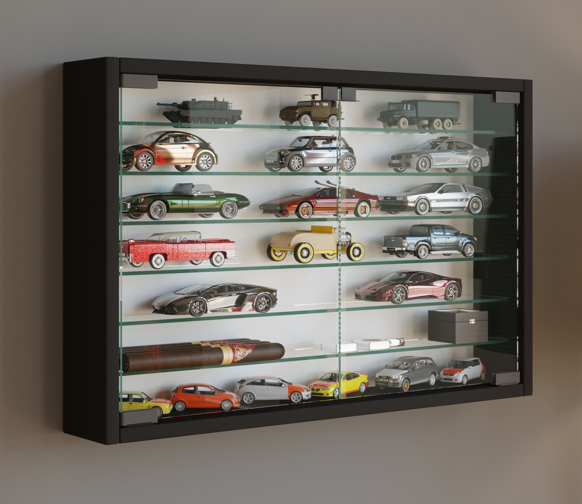 VCM Wandregal »VCM VCM | Glasvitrine hängend | Vitrine Glas mit ESG-Sicherheitsglas | Maße: H. 40 x B. 60 x T. 10 cm | Hängevitrine Glas | Modern und platzsparend | Glas Vitrinenschrank - Mandosa XL«