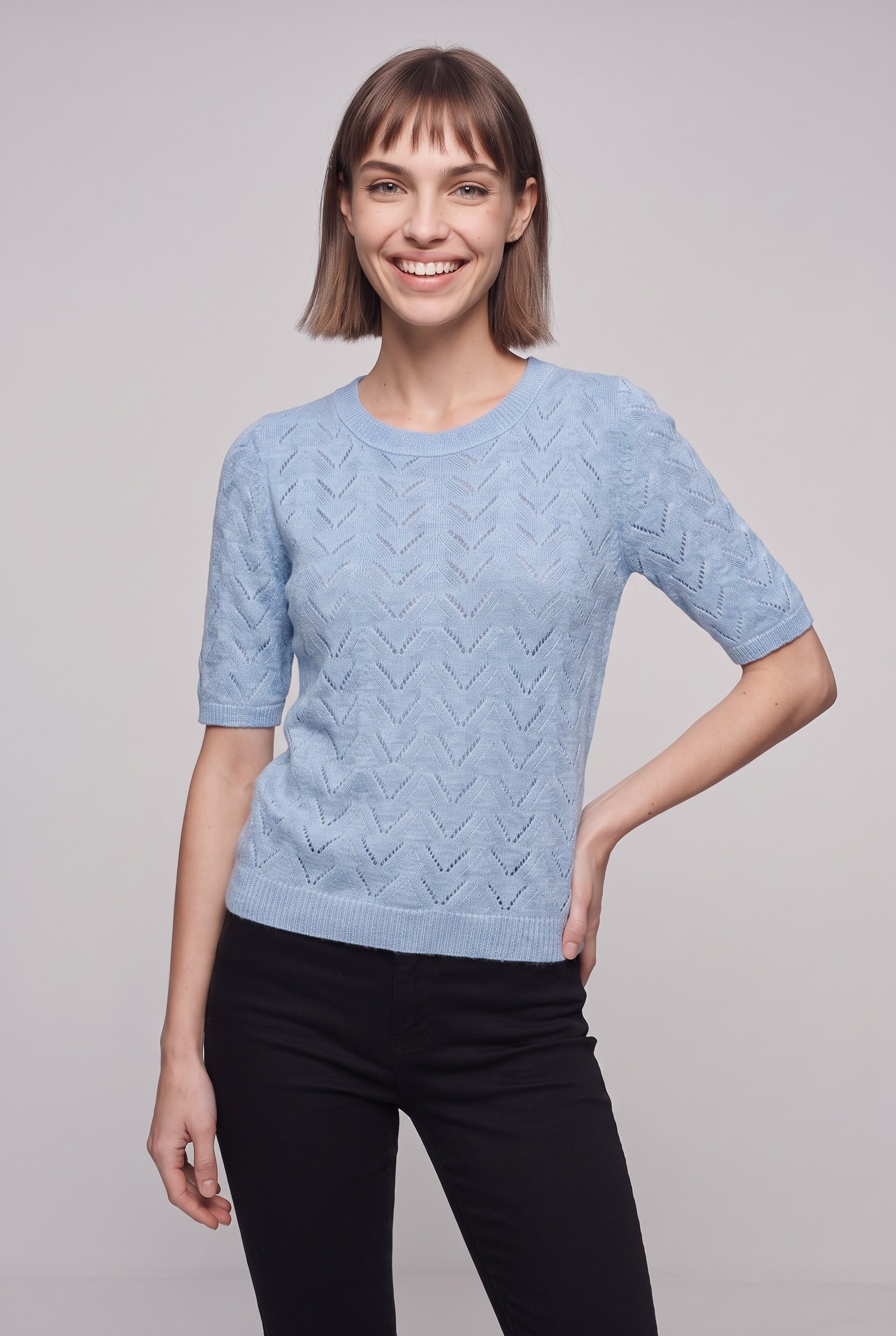 ONLY Kurzarmpullover »ONLSUNNY SS O-NECK KNT« Kunstfaser, regular fit, Rundhals