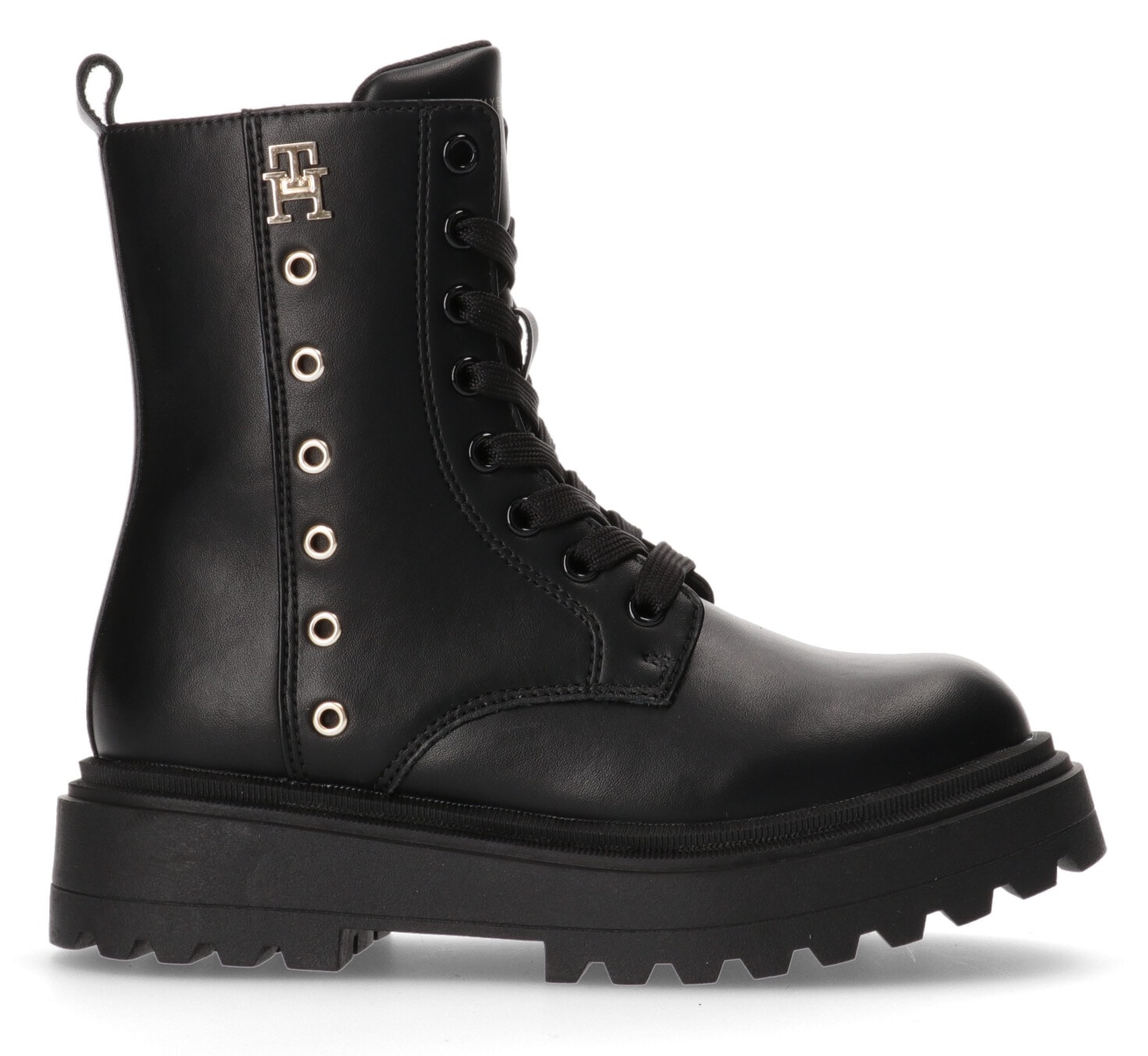 Tommy Hilfiger Schnürboots, Chunky Boots, Plateaustiefel, Schnürstiefel mit Nieten besetzt