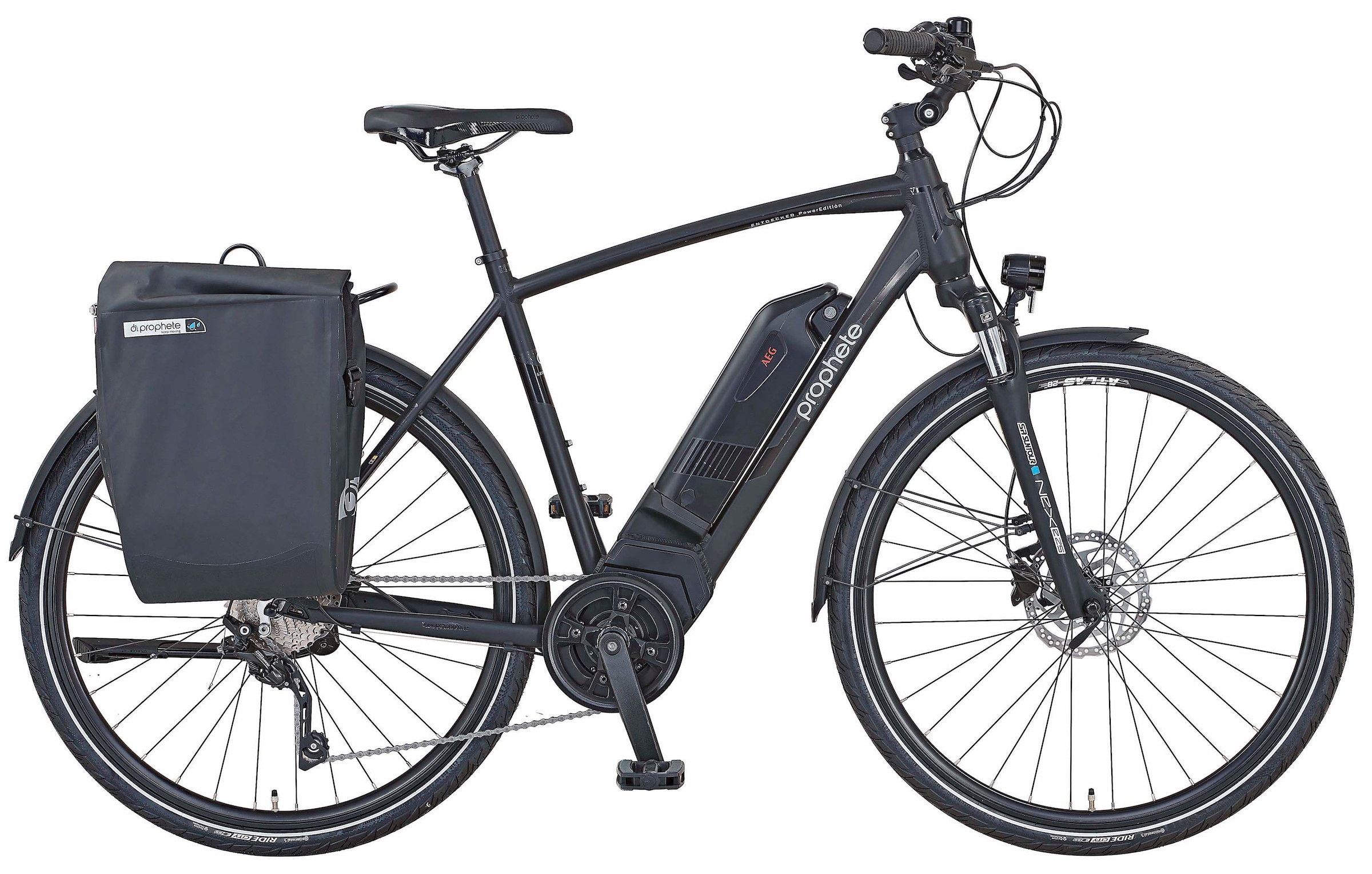Prophete E-Bike »Entdecker PowerEdition«, 10 Gang, Shimano, Deore, Mittelmotor 250 W, (mit Seitentasche), Pedelec, Elektrofahrrad für Damen u. Herren