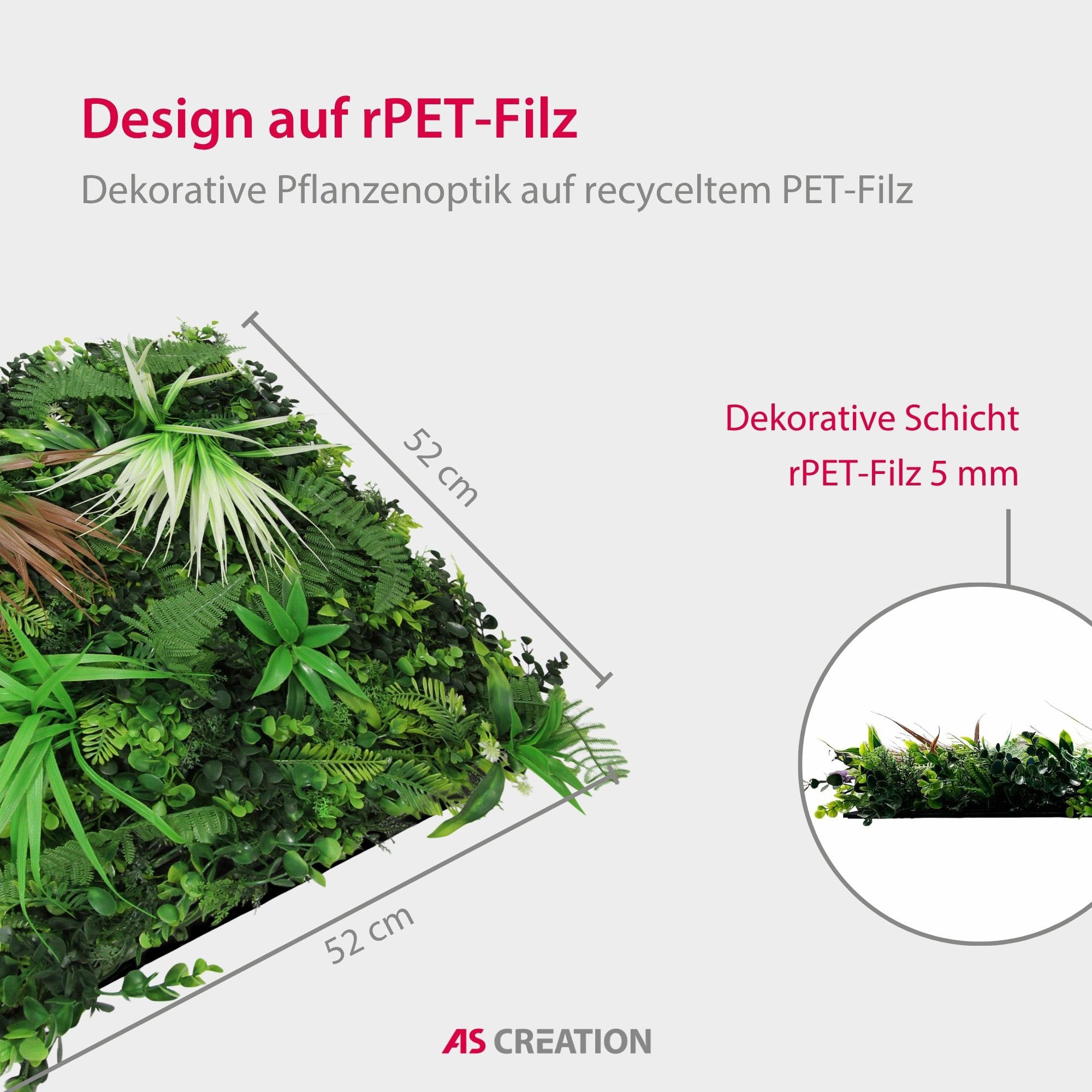 Architects Paper Wandpaneel »A.S. Création Modular Wall Wandpaneel Pflanzenoptik« 1 tlg. Kunstpflanzen auf rPET-Filz für farbstarke botanische 3D-Wände