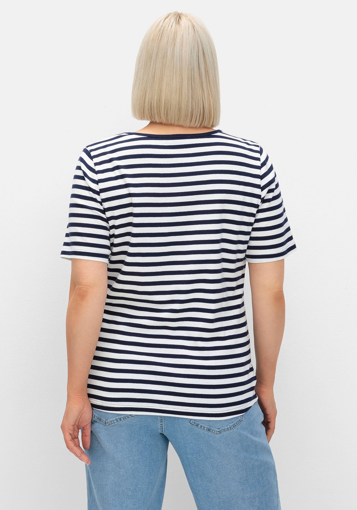 Sheego T-Shirt »T-Shirt mit garngefärbtem Ringel, aus Rippware«
