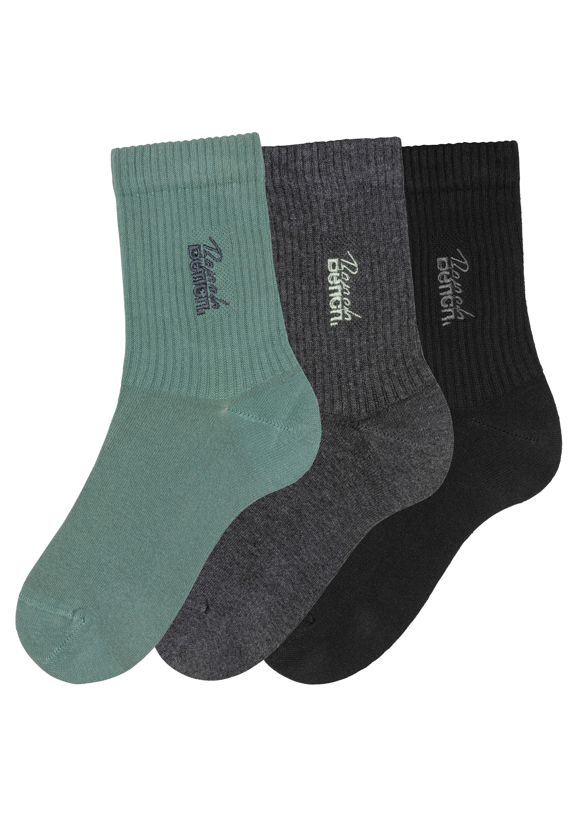 Basicsocken, (Packung, 3 Paar), mit Bench Stickerei