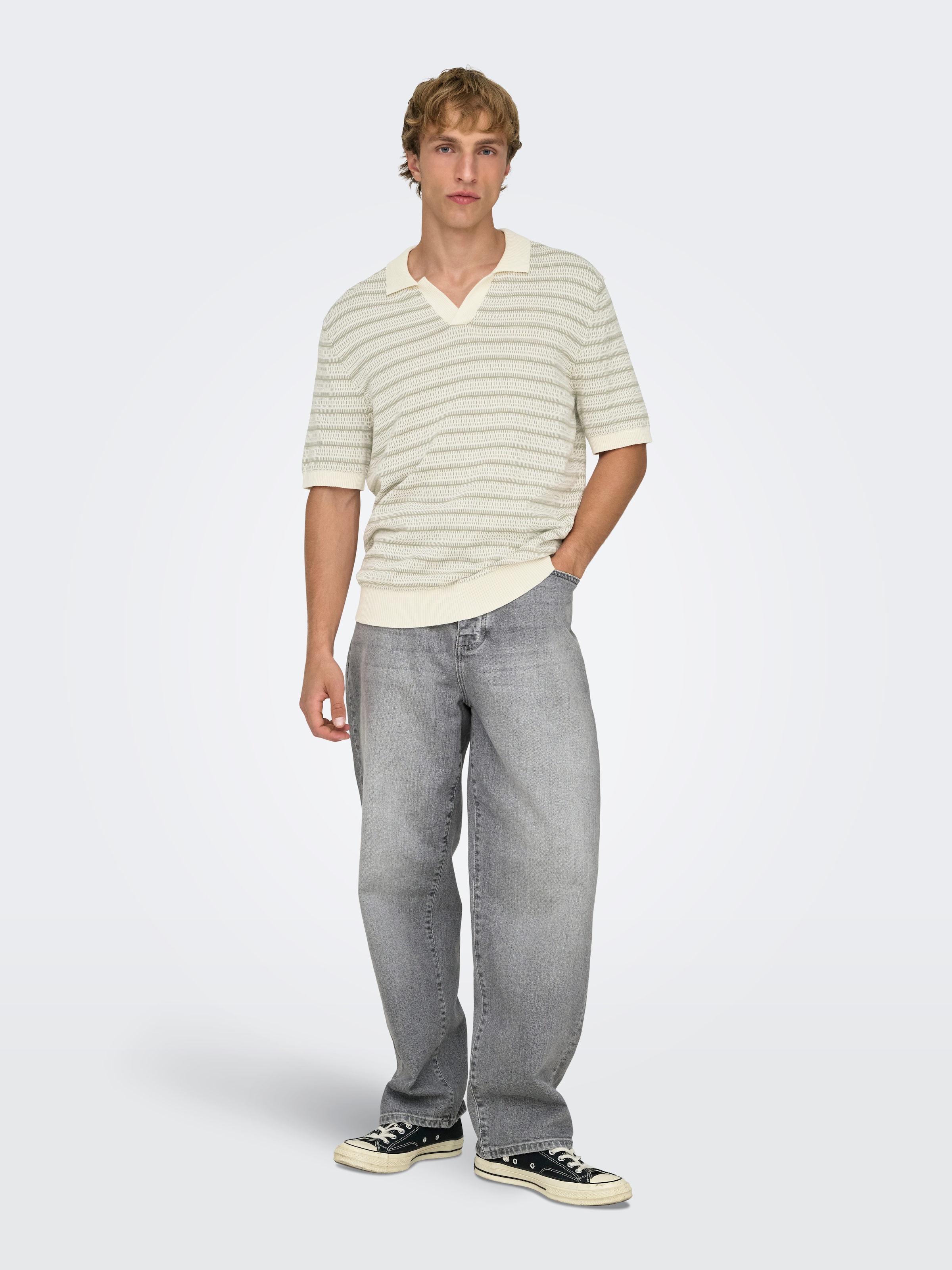 ONLY & SONS Polokragenpullover »ONSTILO REG SS SPLIT NECK KNIT NOOS« Baumwolle, regular fit