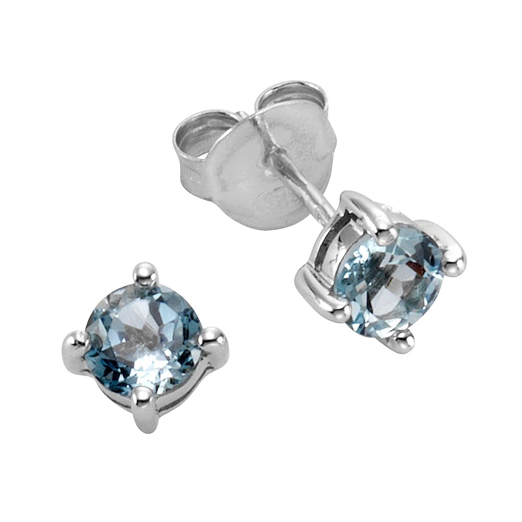 Zeeme Paar Ohrstecker »925/- Sterling Silber Blautopas«