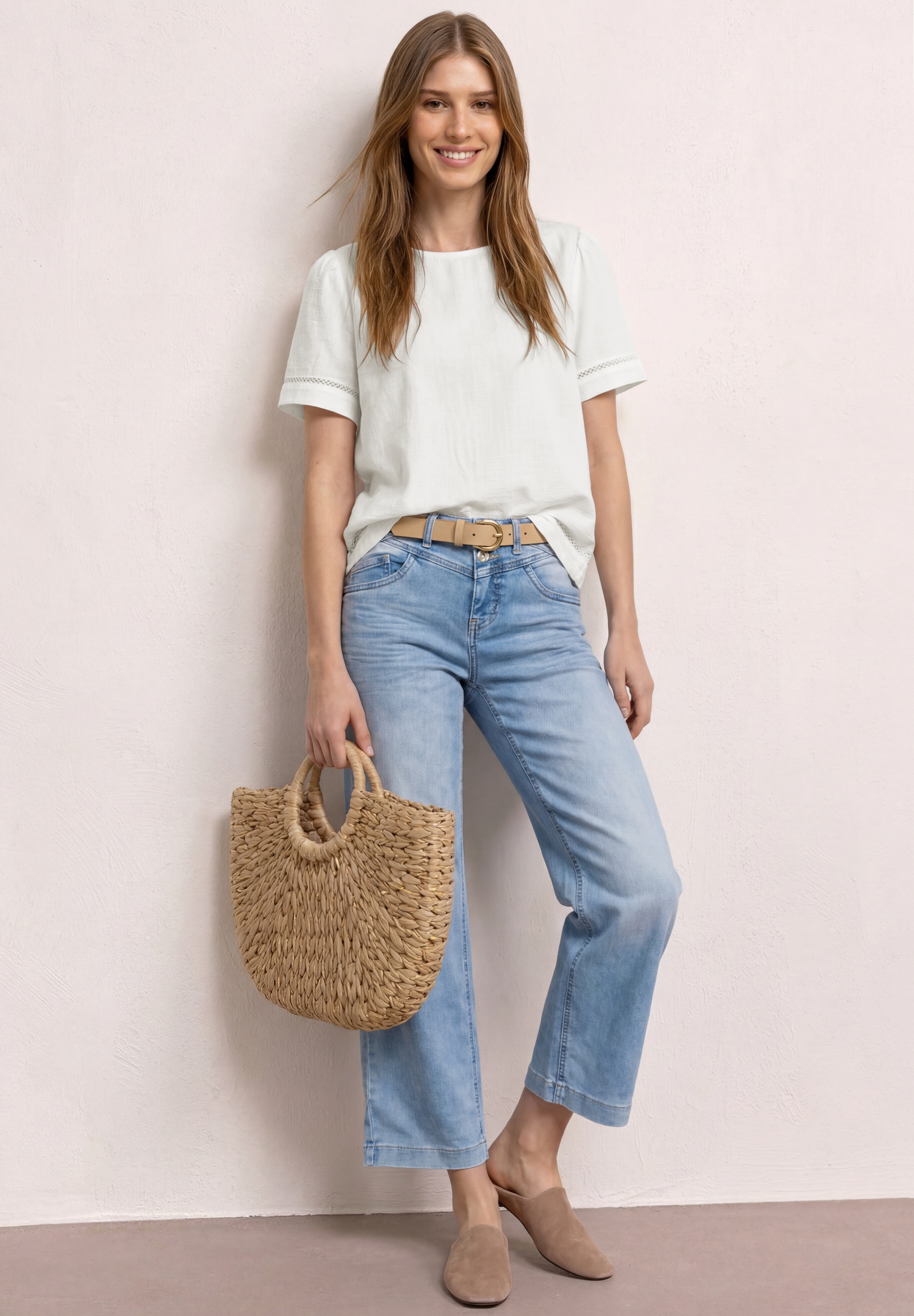 STREET ONE Kurzarmbluse Sommershirt mit Tape-Details