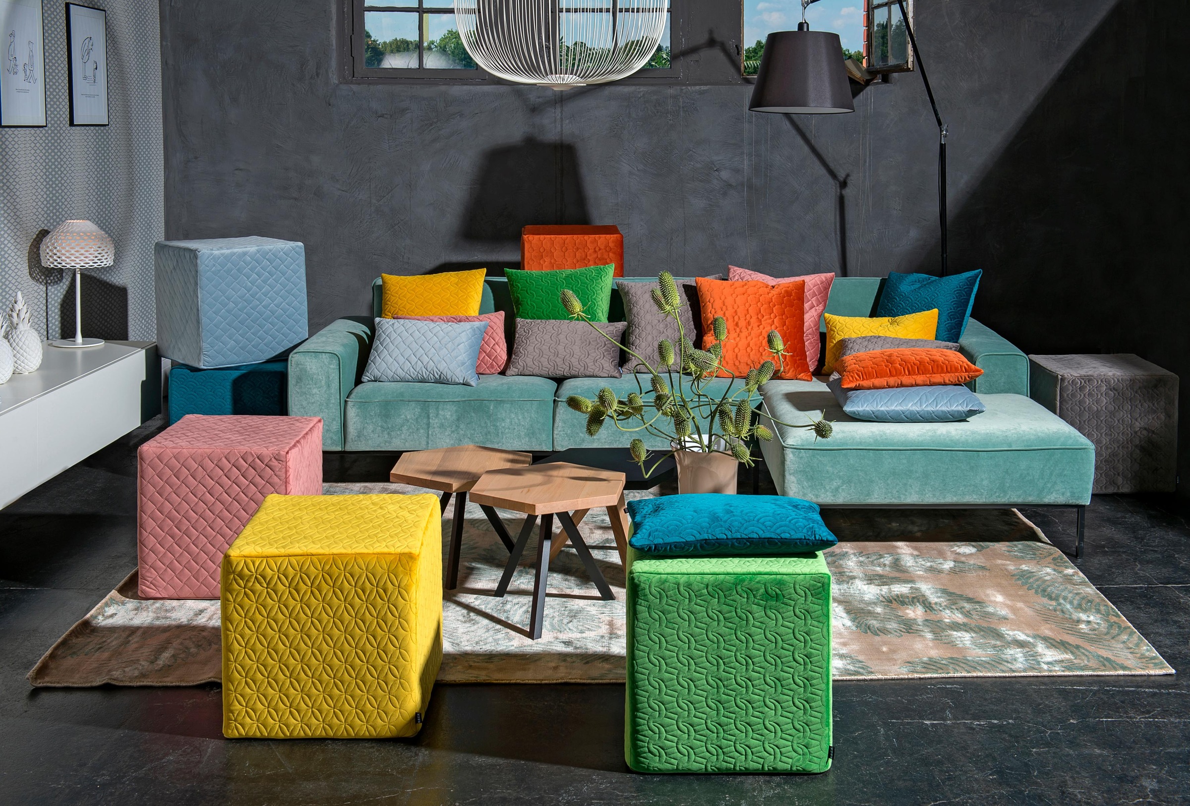 H.O.C.K. Dekokissen »Soft Nobile« mit gesteppten Mustern, Kissenhülle mit Füllung, 1 Stück