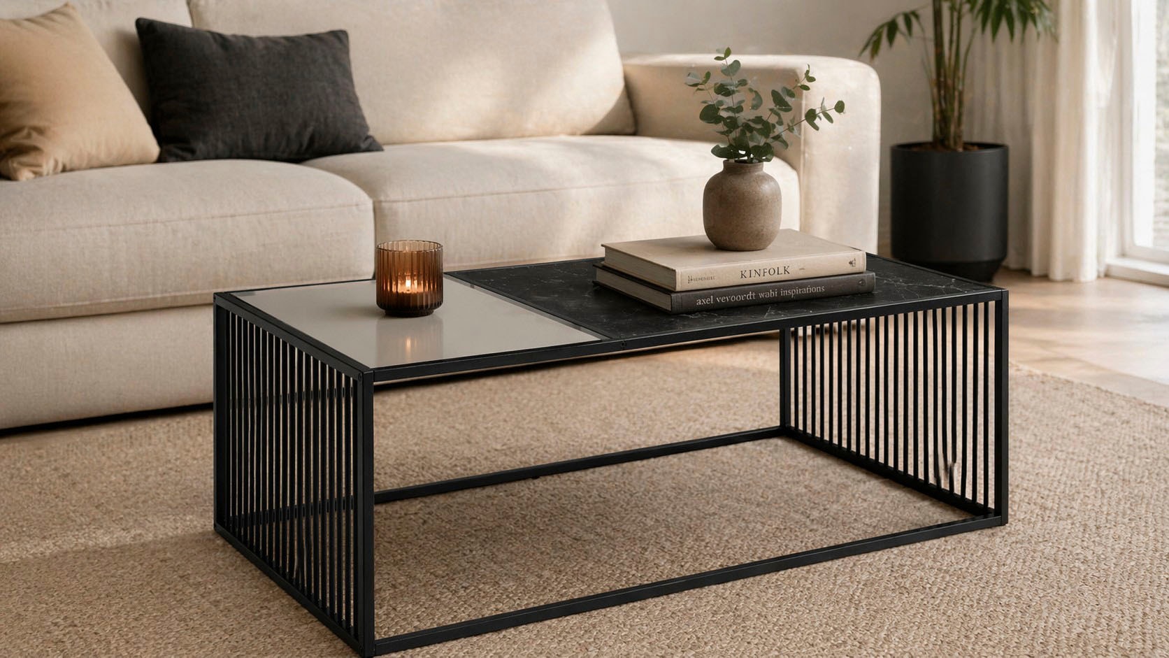ACTONA GROUP Couchtisch »Strington, Marmoroptik schwarz - modern & stilvoll, pflegeleicht« Couchtisch, Beistelltisch, Kaffeetisch,  OTTOs Choice,  Glasplatte & Metallgestell, verschiedene  Formen