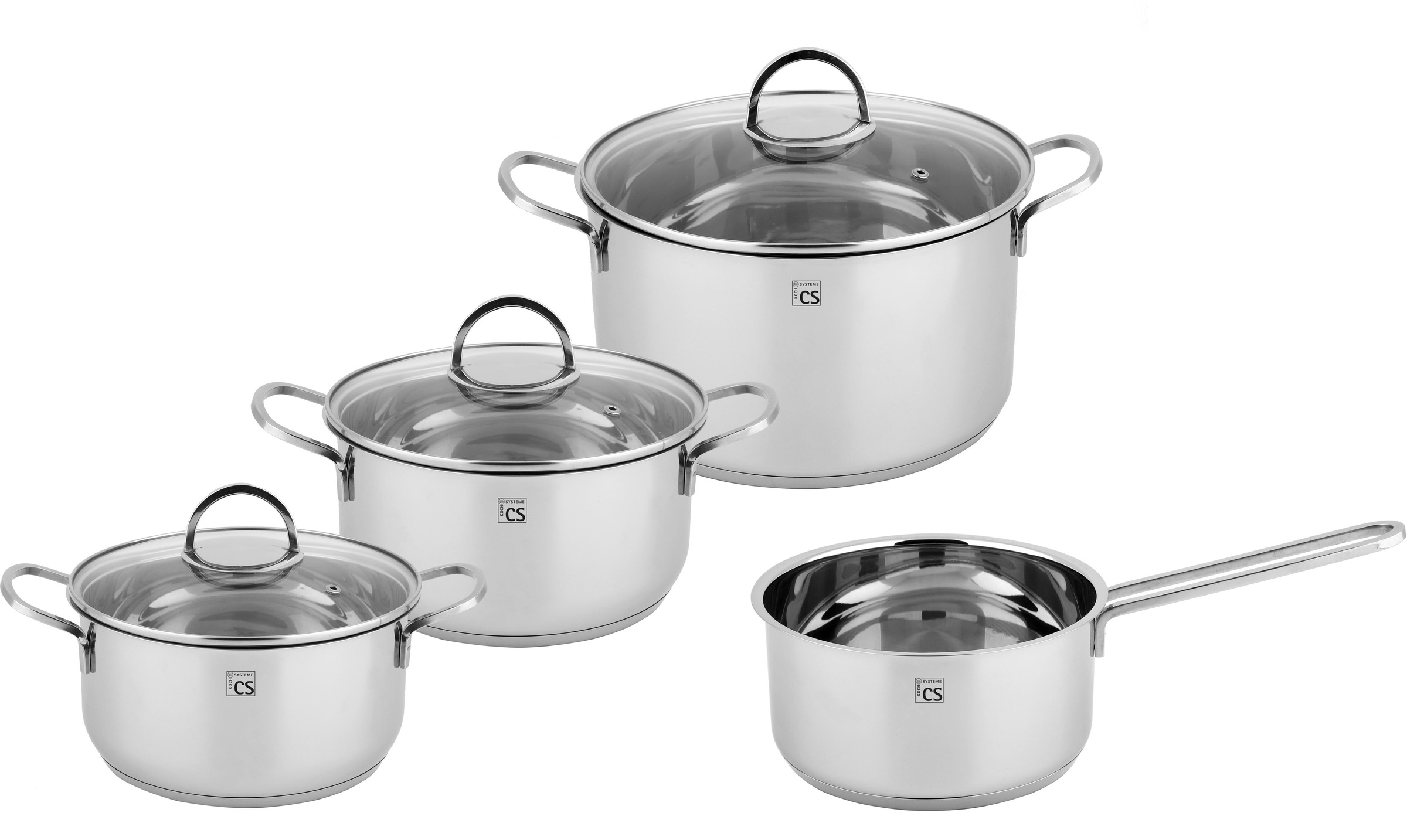 CS Koch-Systeme Topf-Set »Trier«, Edelstahl, (Set, 7 tlg., je 1 Fleischtopf Ø 16/20/24 cm, 1x Stieltopf Ø 16 cm), Induktion