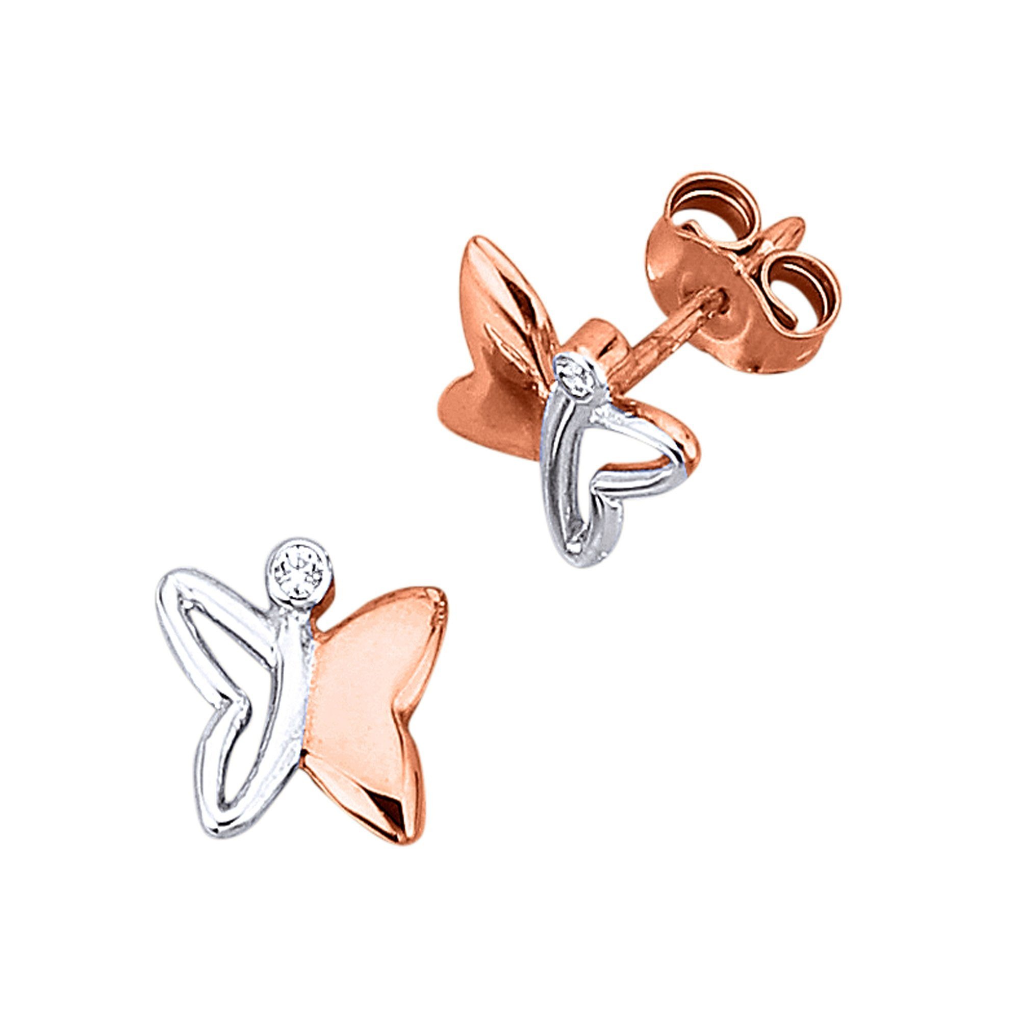 Jacques Lemans Ohrstecker 375/- Gold bicolor mit Zirkonia