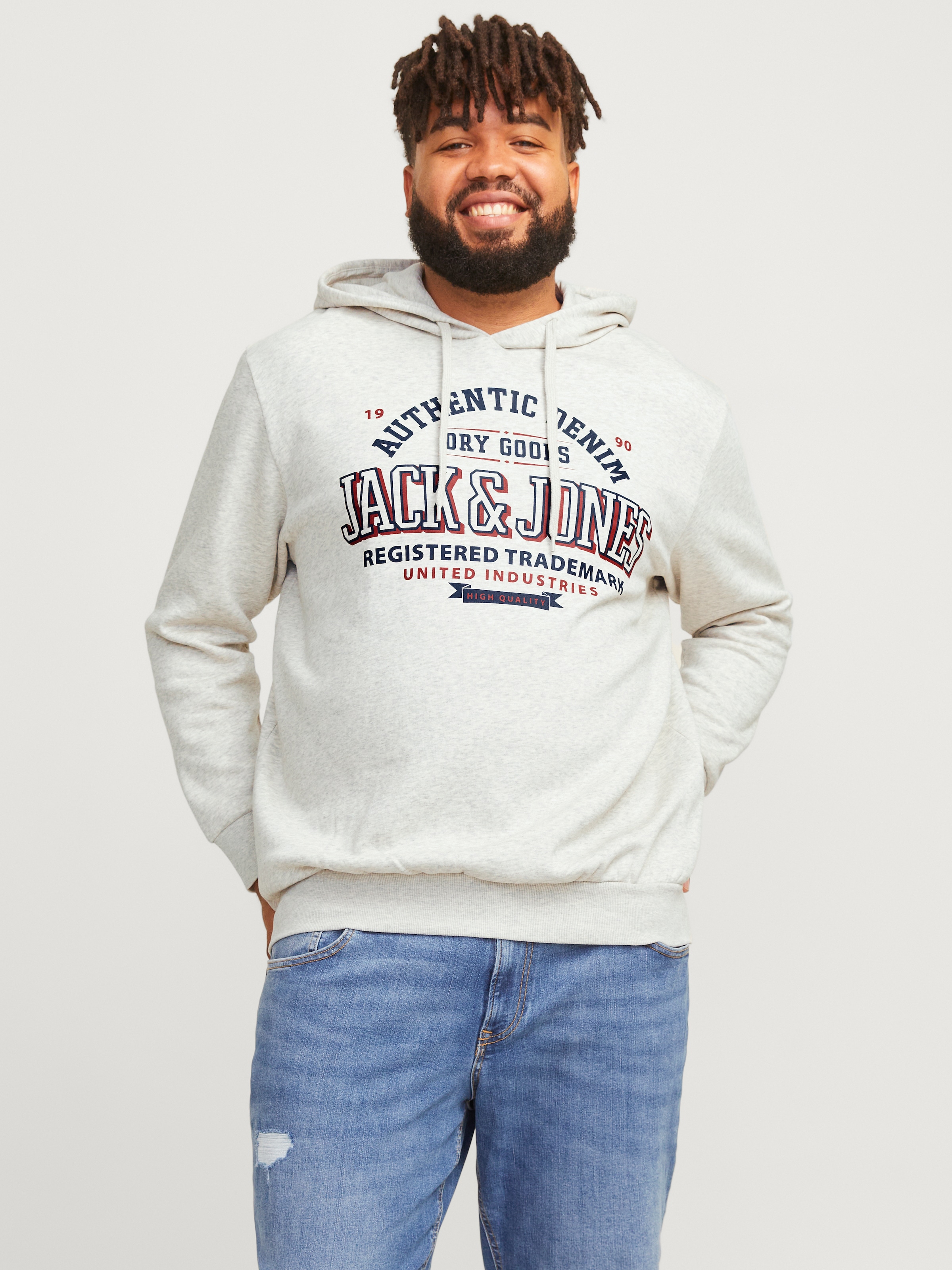 Jack & Jones PlusSize Hoodie »JJELOGO SWEAT HOOD 2 COL 24/25 NOOS PLS«, mit Logo Frontprint