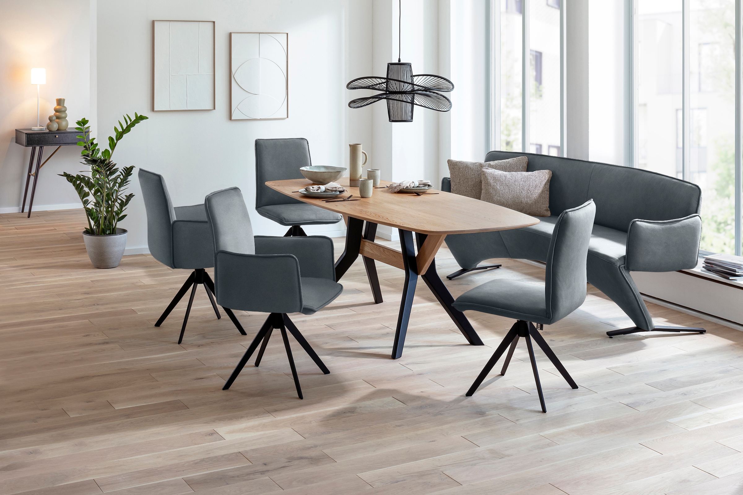 K+W Komfort & Wohnen Drehstuhl () Blitzdrehkreuz und Rückholfunktion, dekorativer 12mm Biese