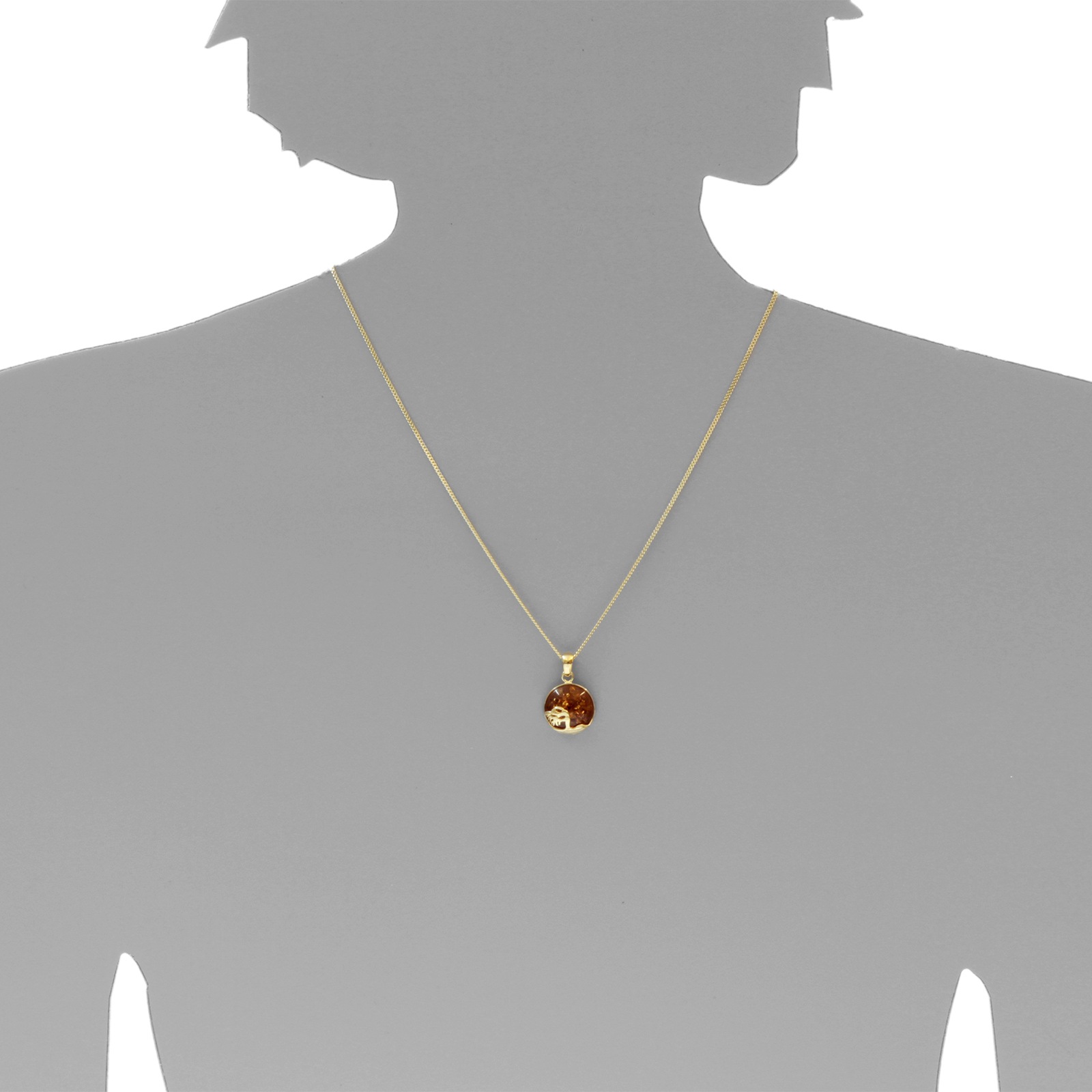 OSTSEE-SCHMUCK Kette mit Anhänger »- Windflüchter 16 mm - Silber 925/000, vergoldet - Bernstein«