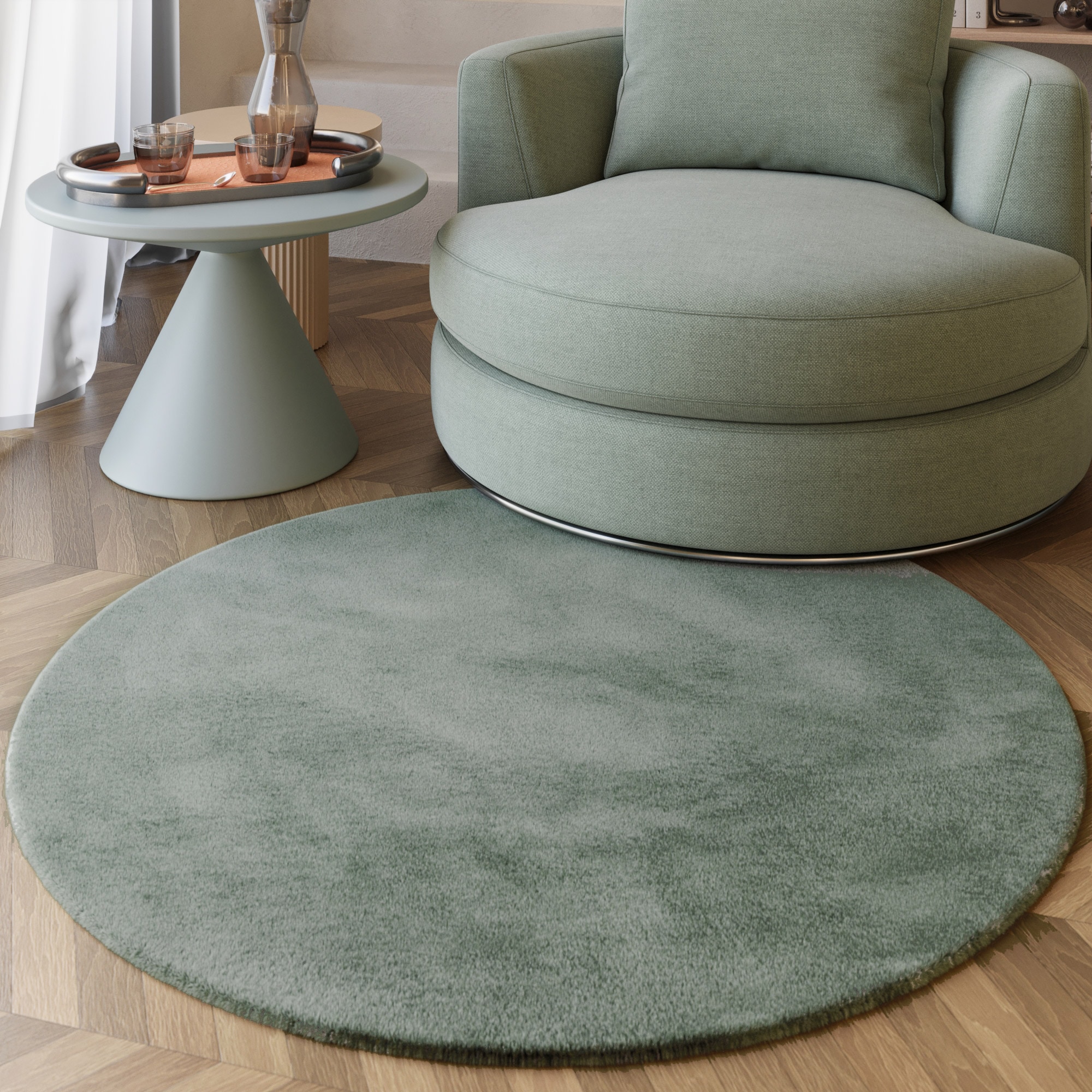 Esprit Hochflor-Teppich »Alice ESP-4377 Kunstfell«, rund, 25 mm Höhe, Kaninchenfell-Haptik, besonders weich und dicht, für alle Räume