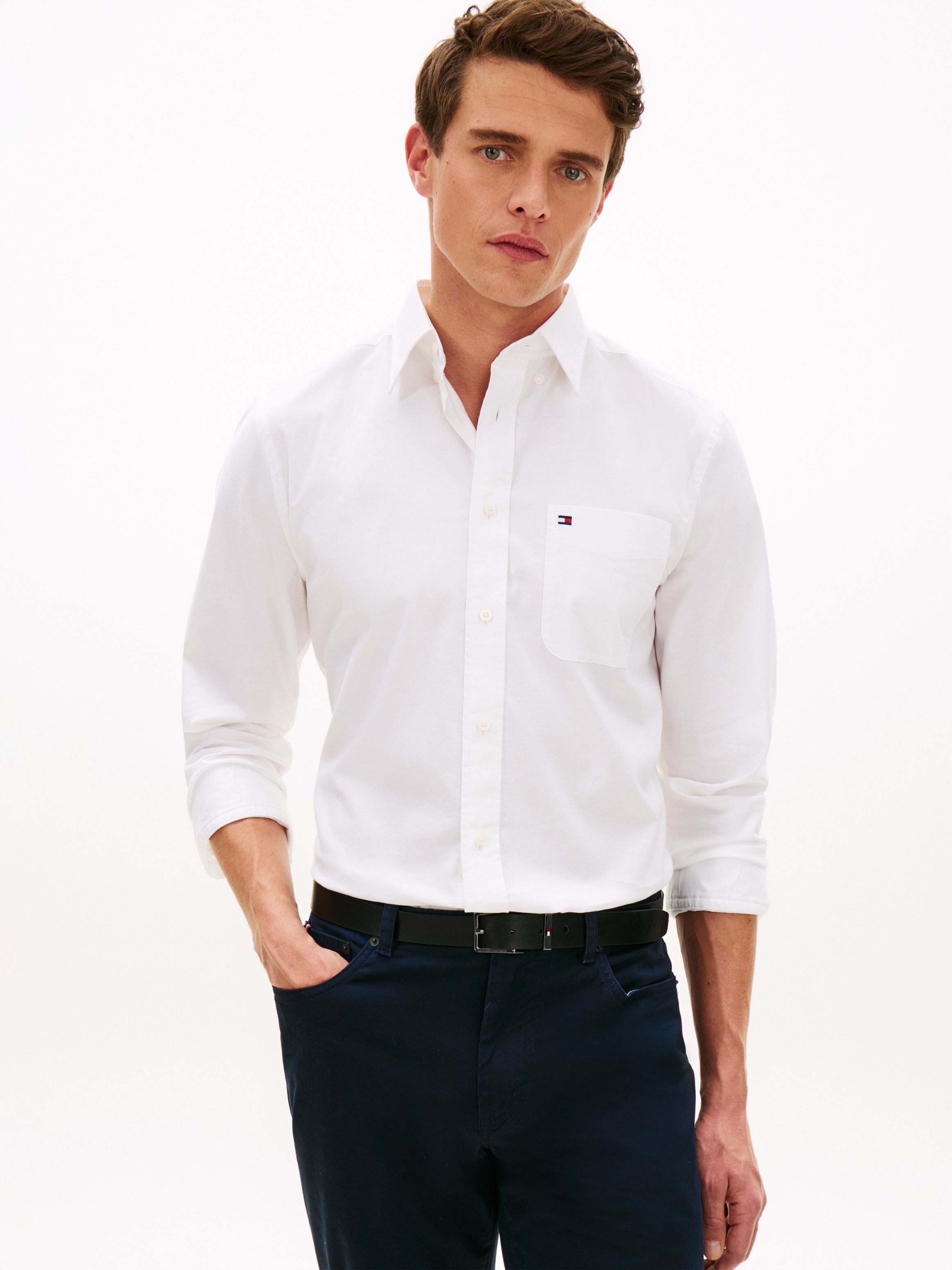 Tommy Hilfiger Langarmhemd »LIGHT OXFORD SOLID Slim Fit«
