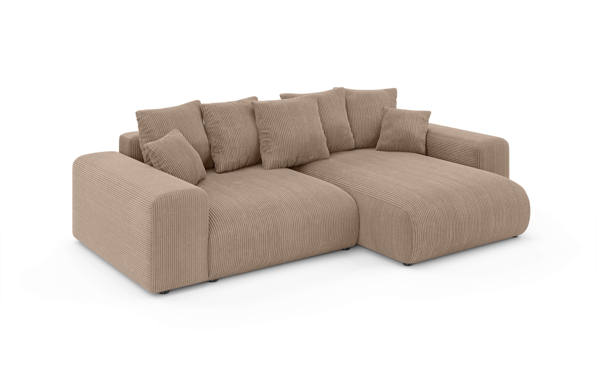 Home affaire Ecksofa »LAKESIDE mit Bettfunktion und Bettkasten, B/T/H 257/166/84 cm«, L-Form, Recamiere beidseitig montierbar, Wellenunterfederung