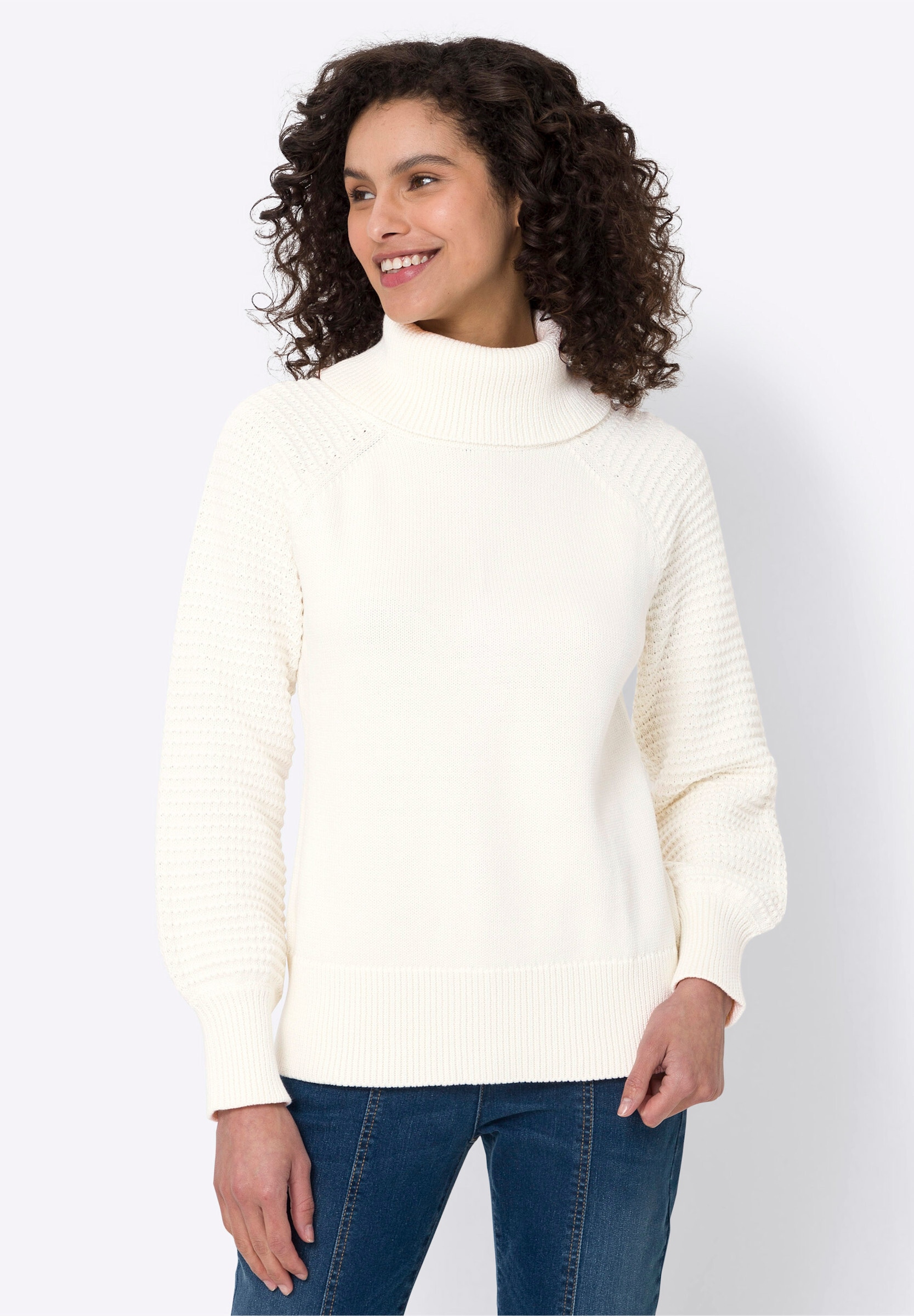 heine Strickpullover »Pullover Rollkragenpullover aus reiner Baumwolle«