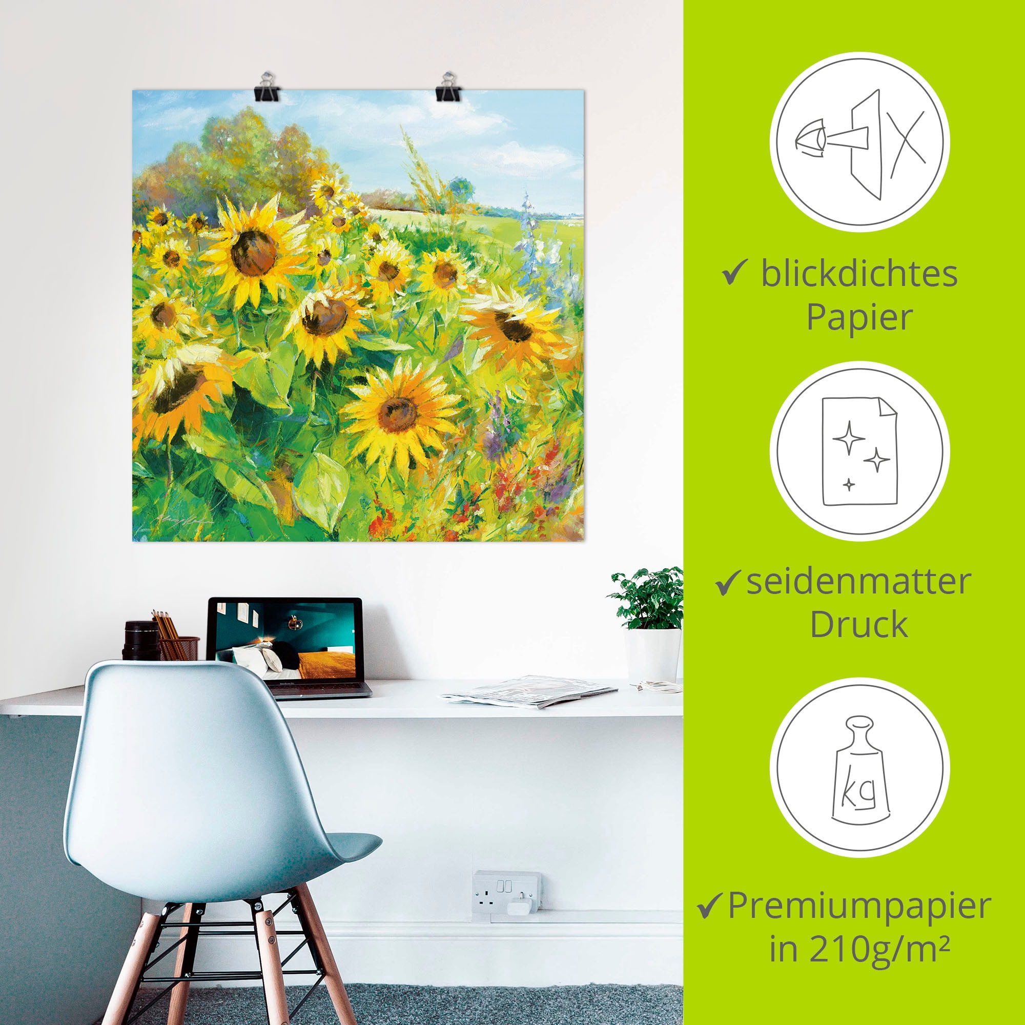 Artland Wandbild »Sommerwiese mit Sonnenblumen«, Blumenwiese, (1 St.), als Alubild, Outdoorbild, Leinwandbild, Poster, Wandaufkleber