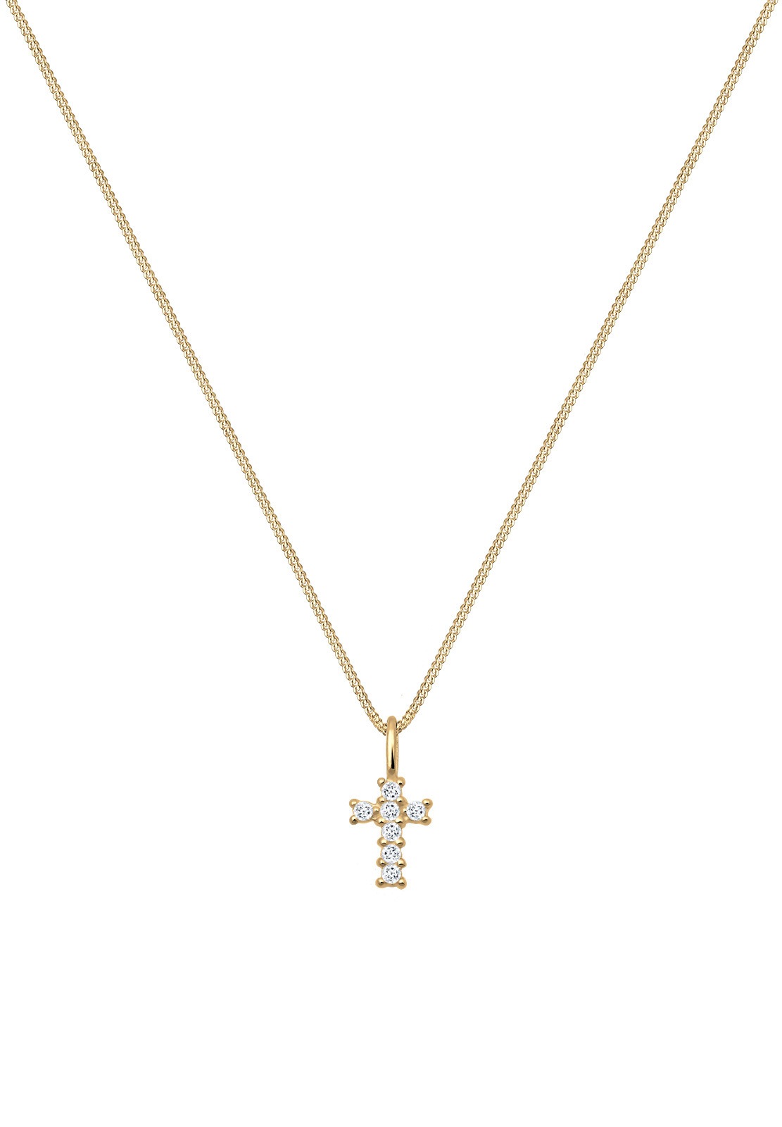 Elli Premium Silberkette »Halskette Kreuz Religion Glaube Symbol Topas 585 Gelbgold«