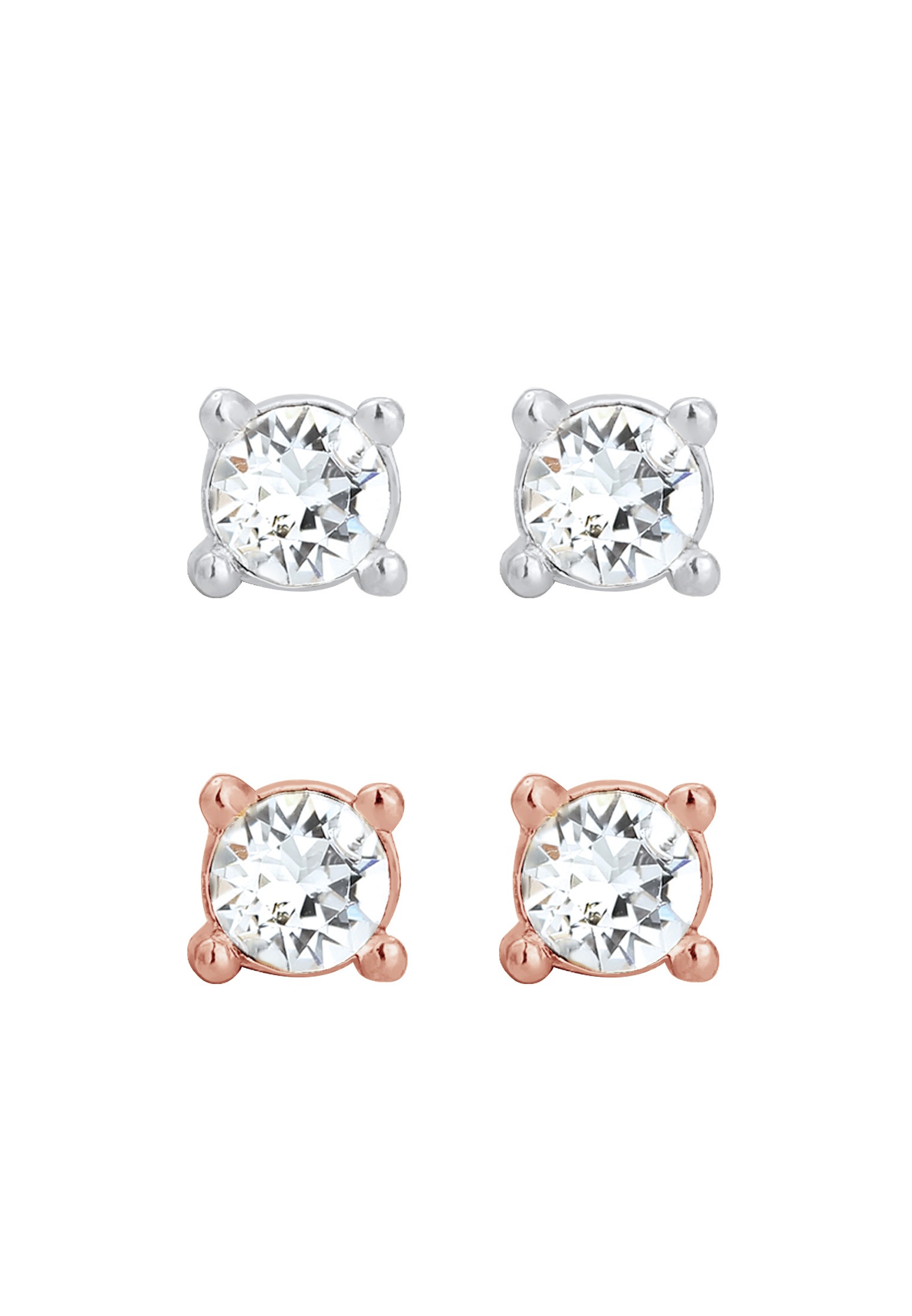 Elli Ohrstecker-Set »Ohrringe Ohrstecker mit Stein Glas Kristalle 2er Set 925 Sterling Silber Bicolor«
