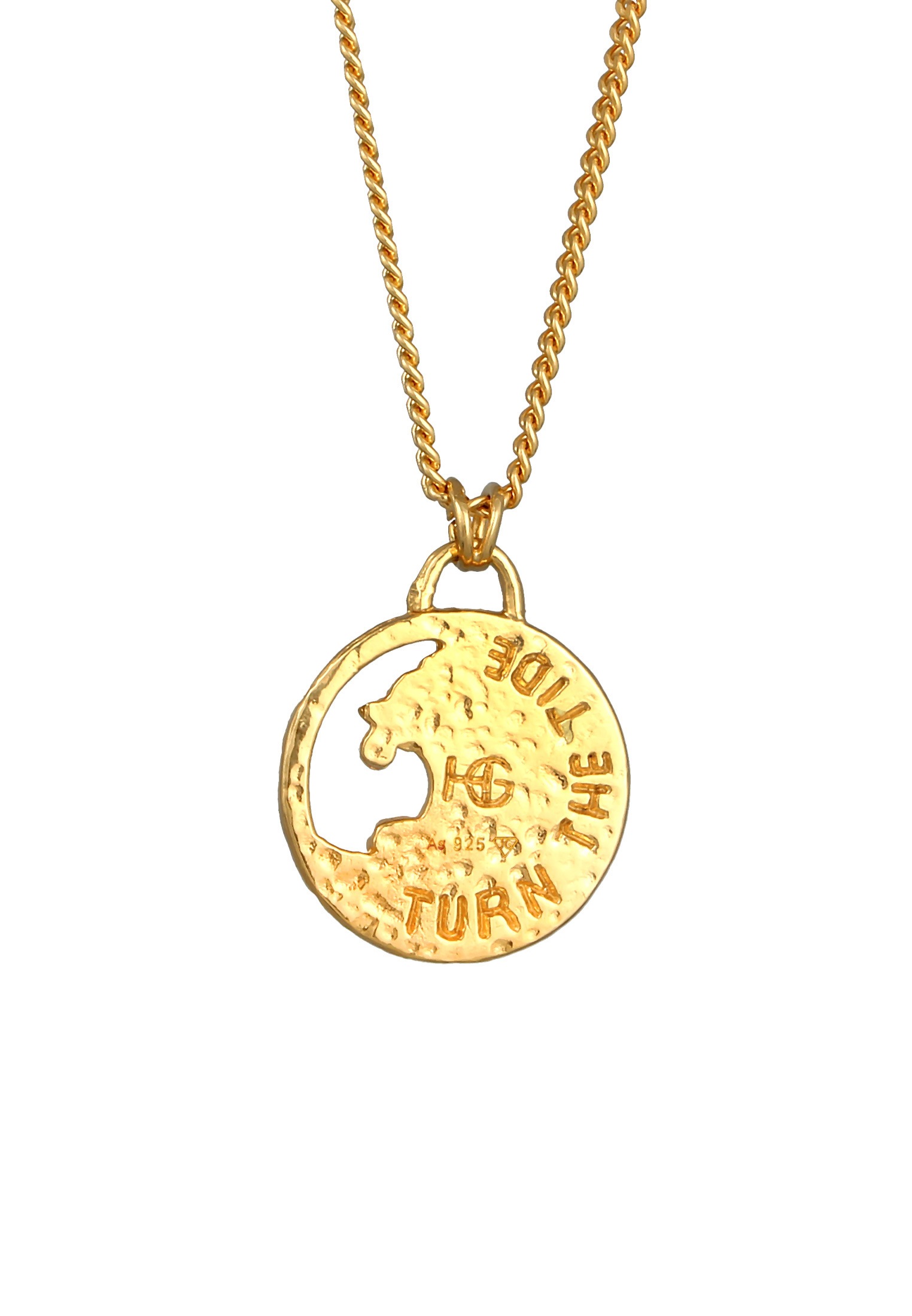 HAZE & GLORY Kette mit Anhänger »Halskette Anhänger Münze - Tide Welle Maritim 925 Silber«