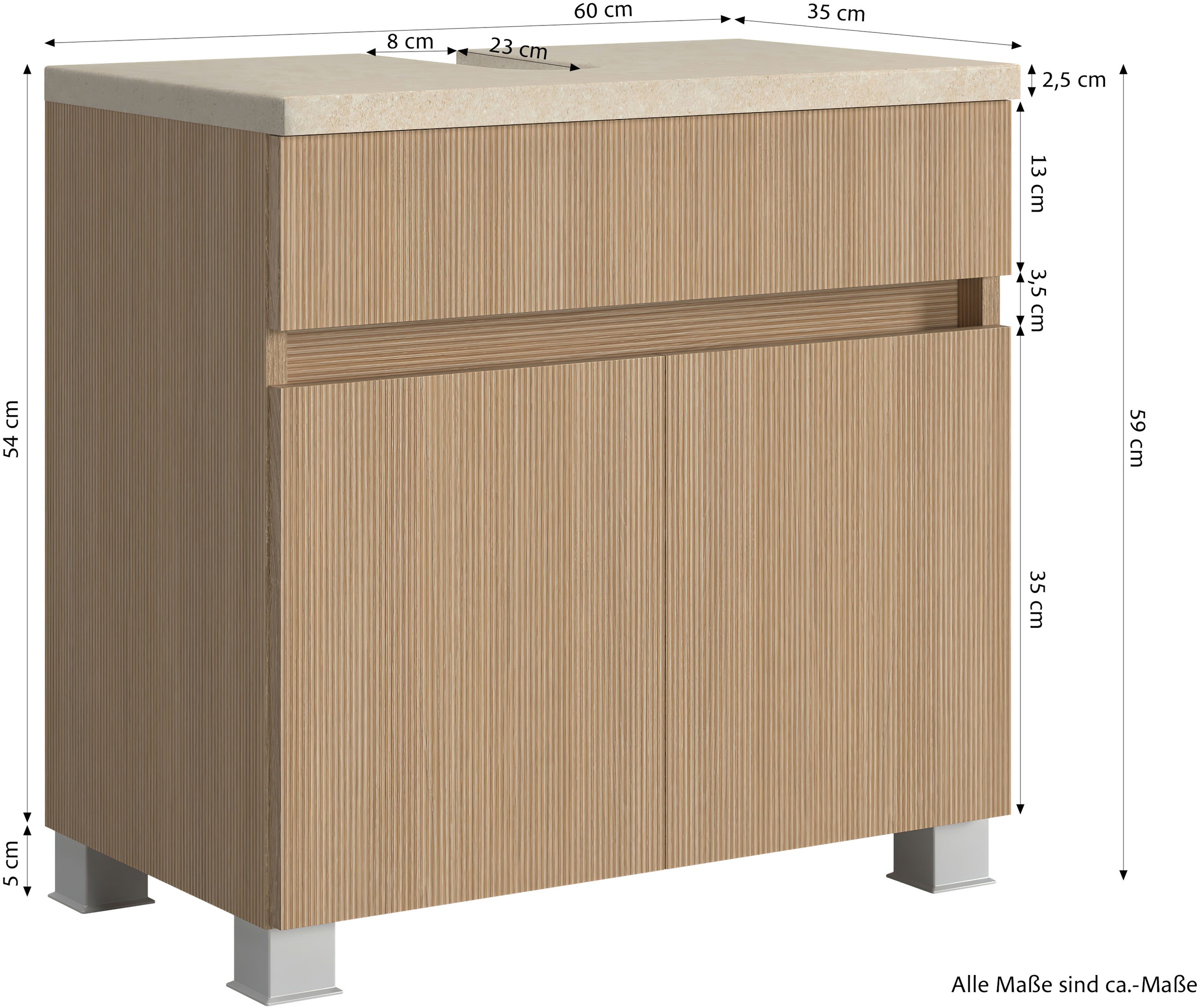 welltime Badmöbel-Set »Eixo«, 60 cm breit, Badmöbel mit LED-Beleuchtung