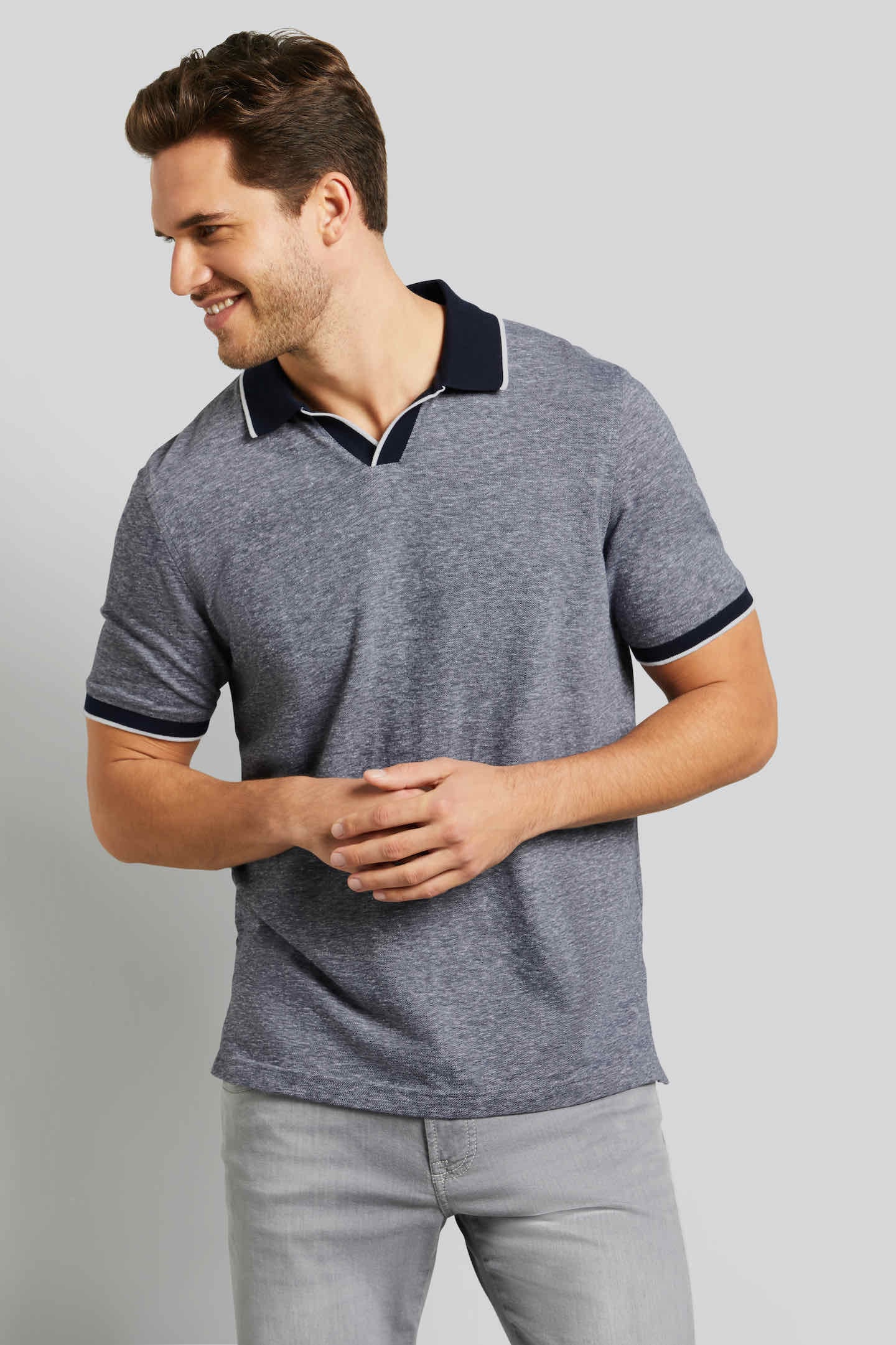 bugatti Poloshirt, in 2-tone-Optik