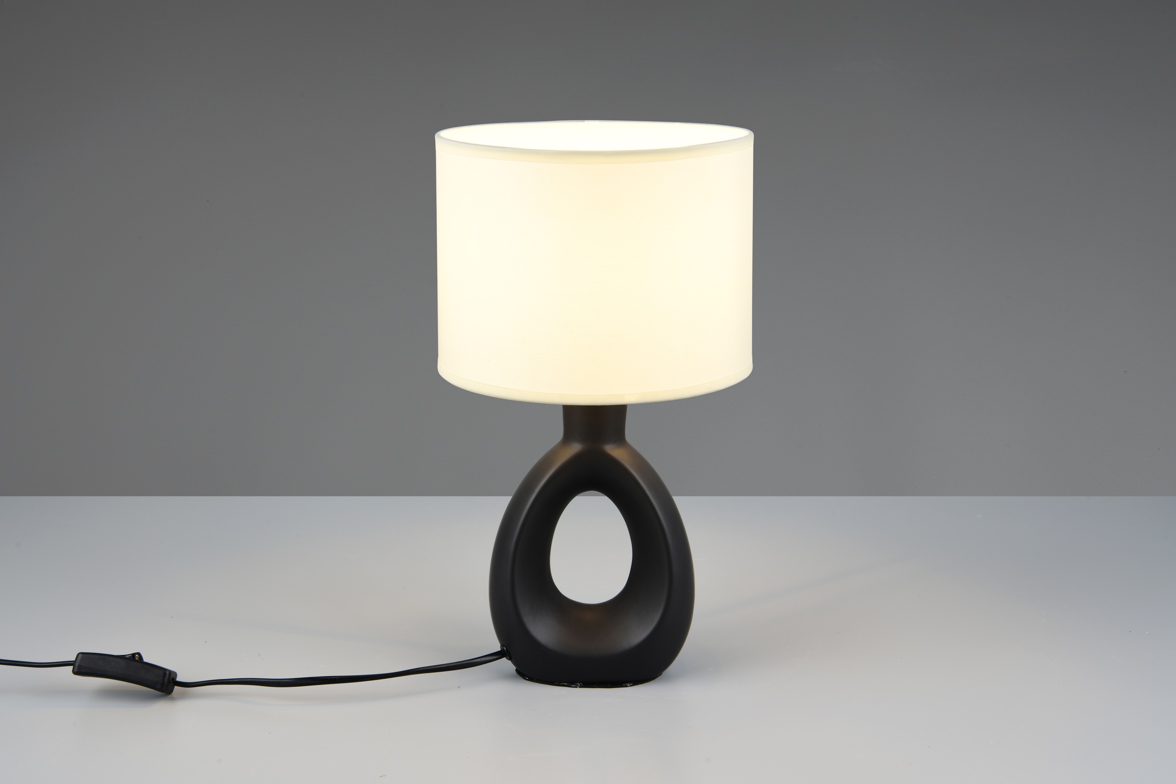 OTTO home Schreibtischlampe »Charmont, Deko Tischleuchte mit Stoffschirm, Schnurschalter exkl 1xE14« E14 1 Stk. warmweiß - kaltweiß max. 40W, Ø 20cm Höhe 35,5 cm Nachttischleuchte Tischlampe Kommode