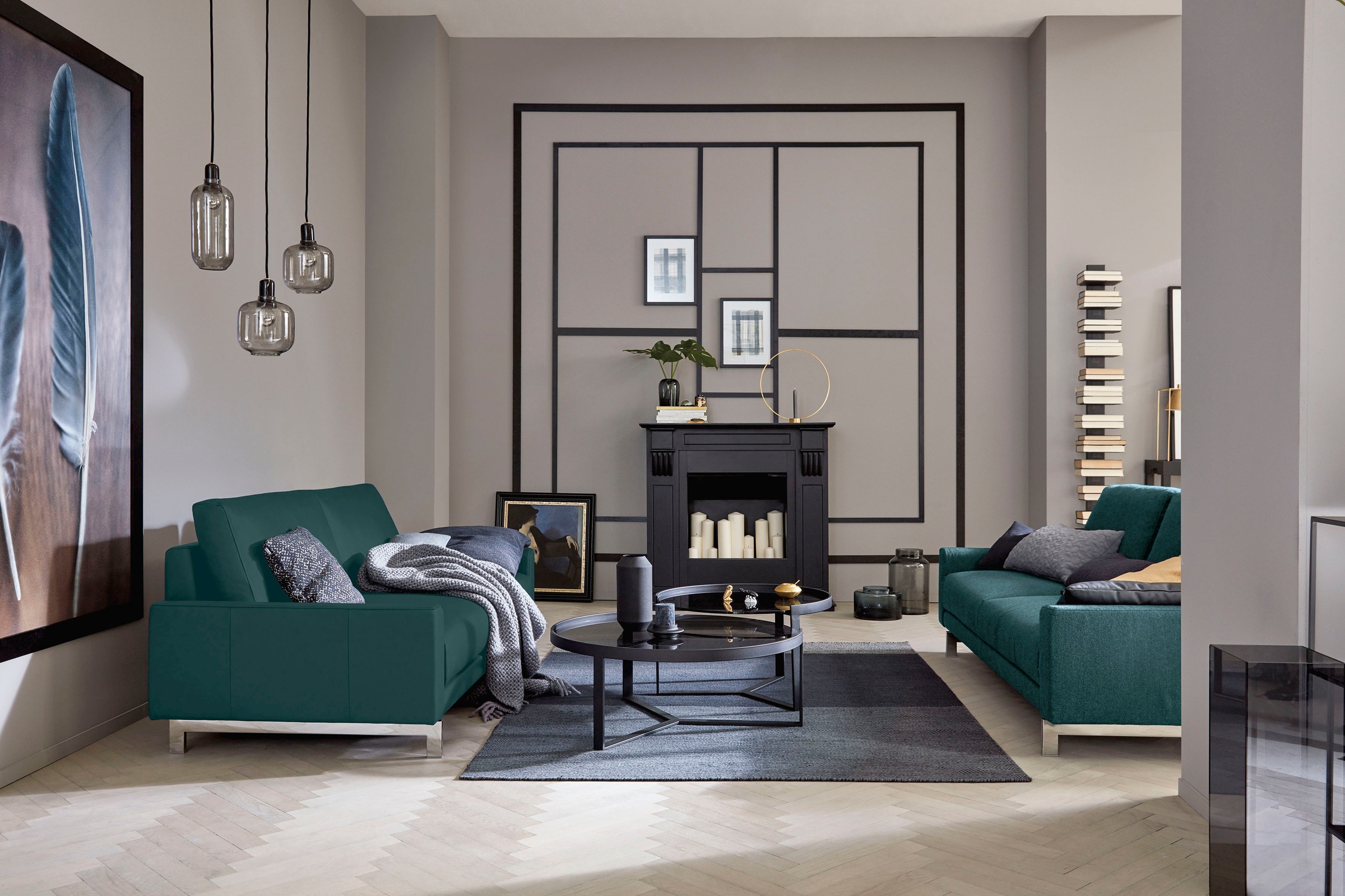 Creation BY ROLF BENZ 3-Sitzer »CR.450, Designsofa, Loungesofa«, Armlehne niedrig, Fuß chromfarben glänzend, Breite 204 cm