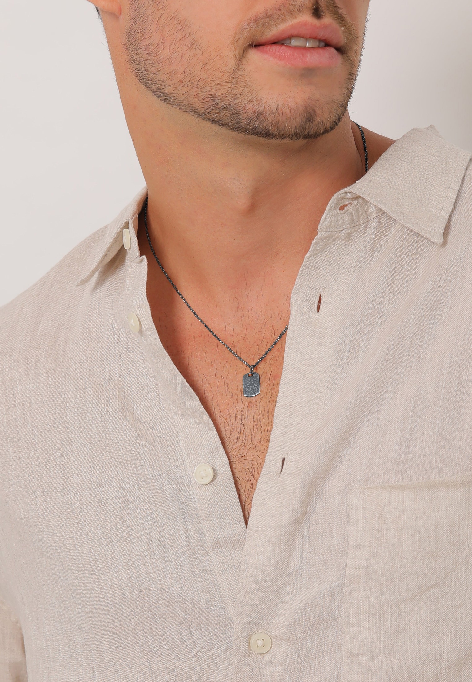 Kuzzoi Kette mit Anhänger »Halskette Herren Dog Tag Military Platte Brushed 925 Silber«