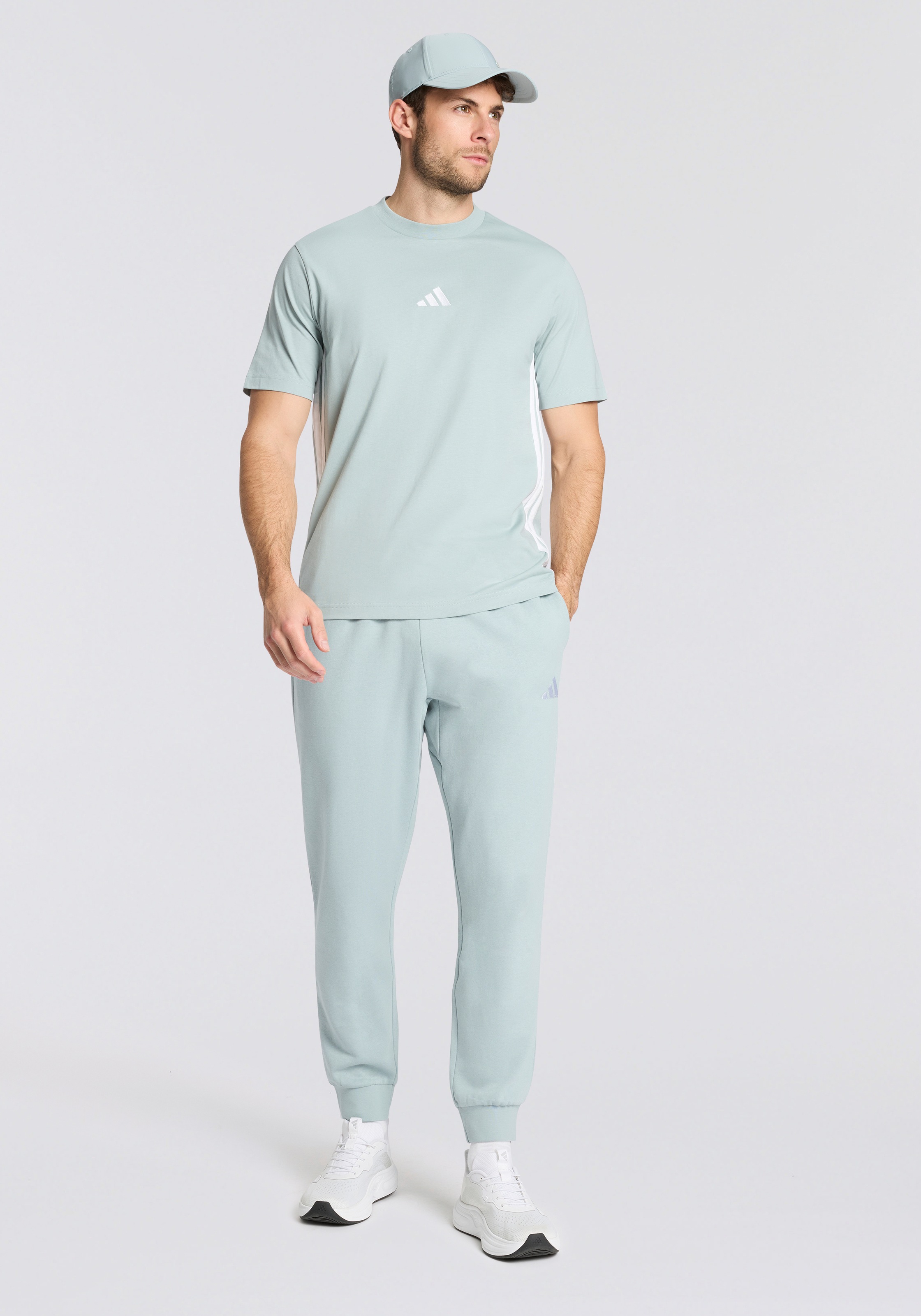 adidas Sportswear T-Shirt »ESSENTIALS 3-STREIFEN SINGLE JERSEY« mit Rundhalsausschnitt, aus Baumwolle, weiches Single Jersey