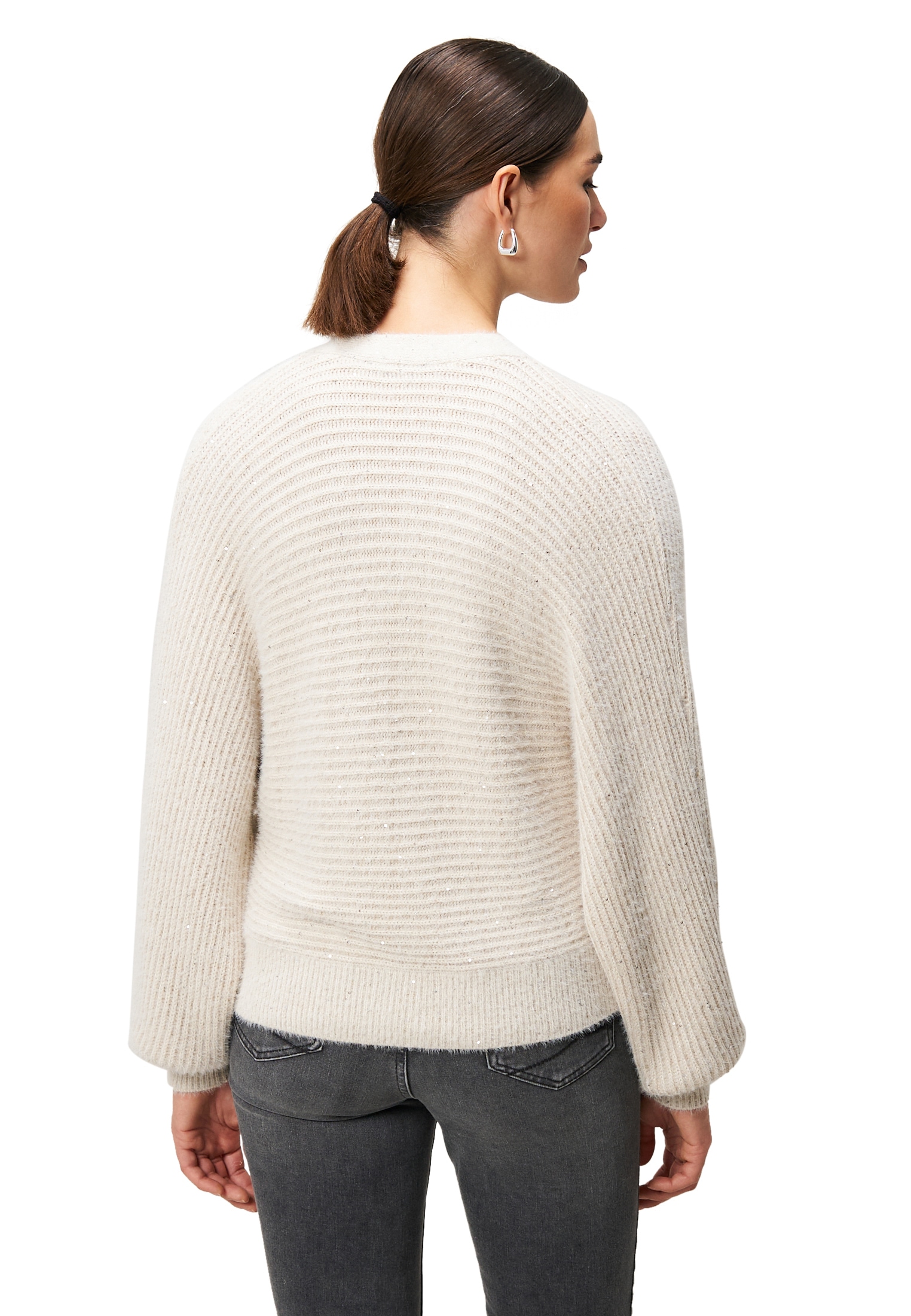 Zero Rundhalspullover »Strickjacke mit Pailletten«