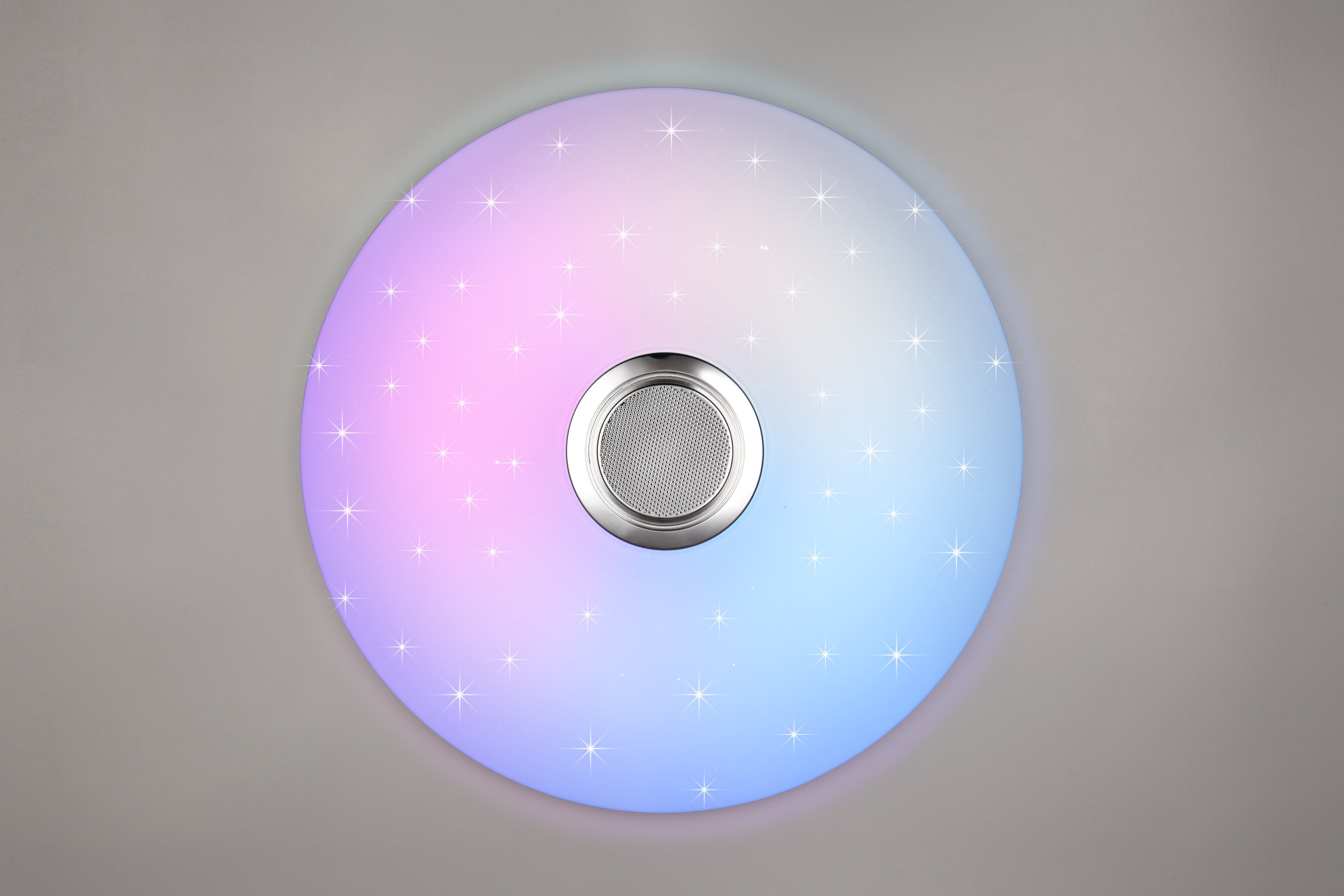 REALITY Leuchten LED Deckenleuchte »MUSICA, LED Deckenlampe mit Bluetooth Lautsprecher, Fernbedienung inkl« LED-Board 1 Stk. warmweiß - kaltweiß RGBW Farbwechsel mit Rainbow-Effekt, dimmbar, Timer, Starlight, Memory