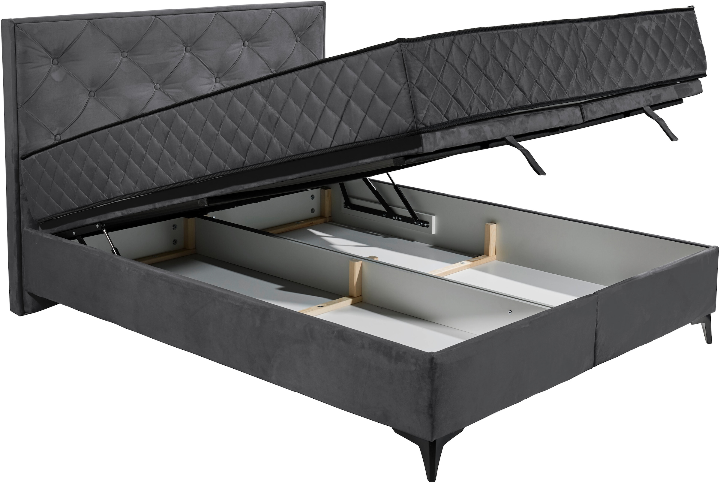 ED EXCITING DESIGN Boxbett »Monroe inkl. Bettkasten, erhältlich in den Breiten 160cm & 180cm«, Duo-Matratze - feste Seite mit Kokosmatte