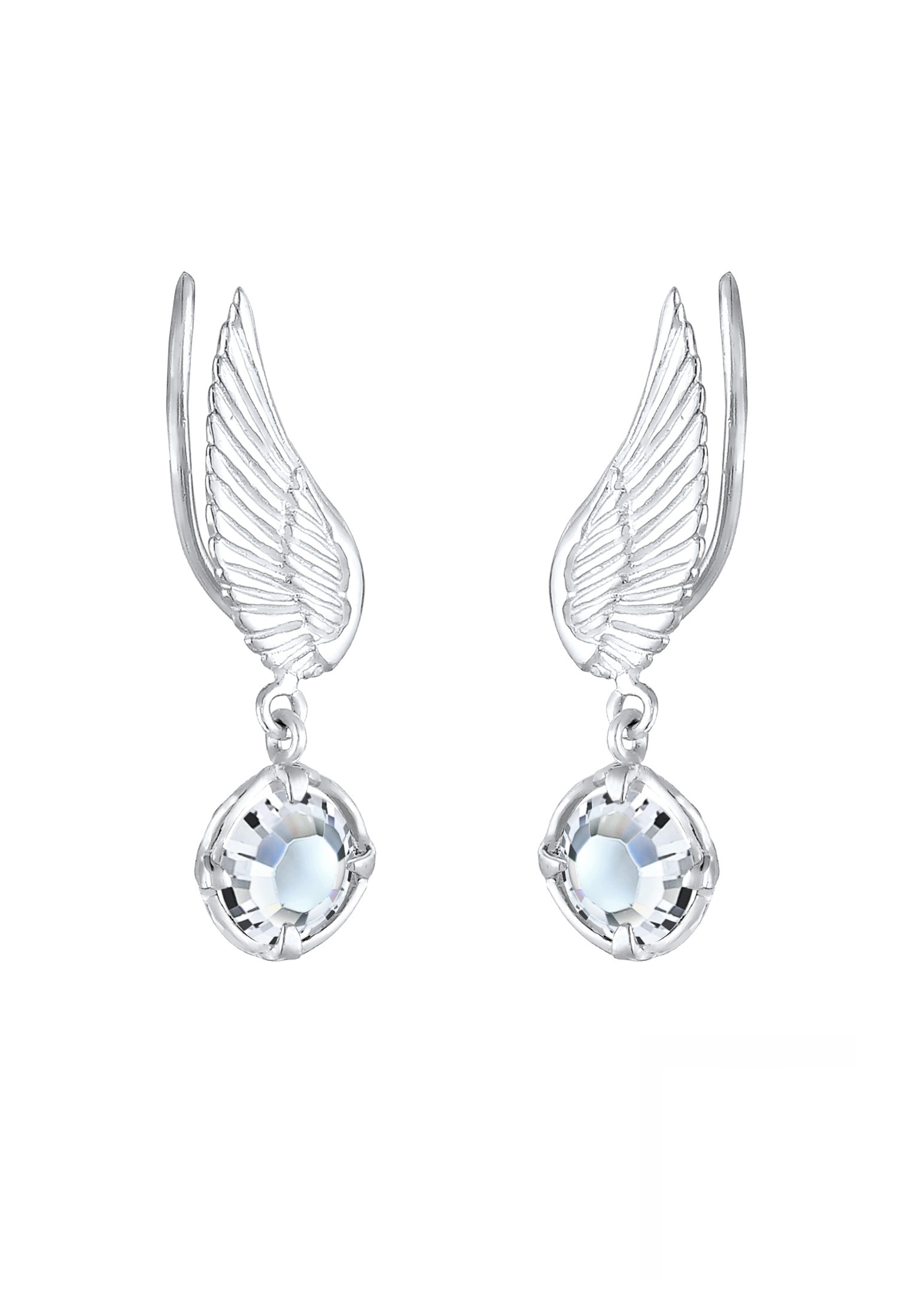 Elli Paar Ohrhänger »Ohrringe Earclimber Flügel Glas Kristalle Weiß 925 Sterling Silber«