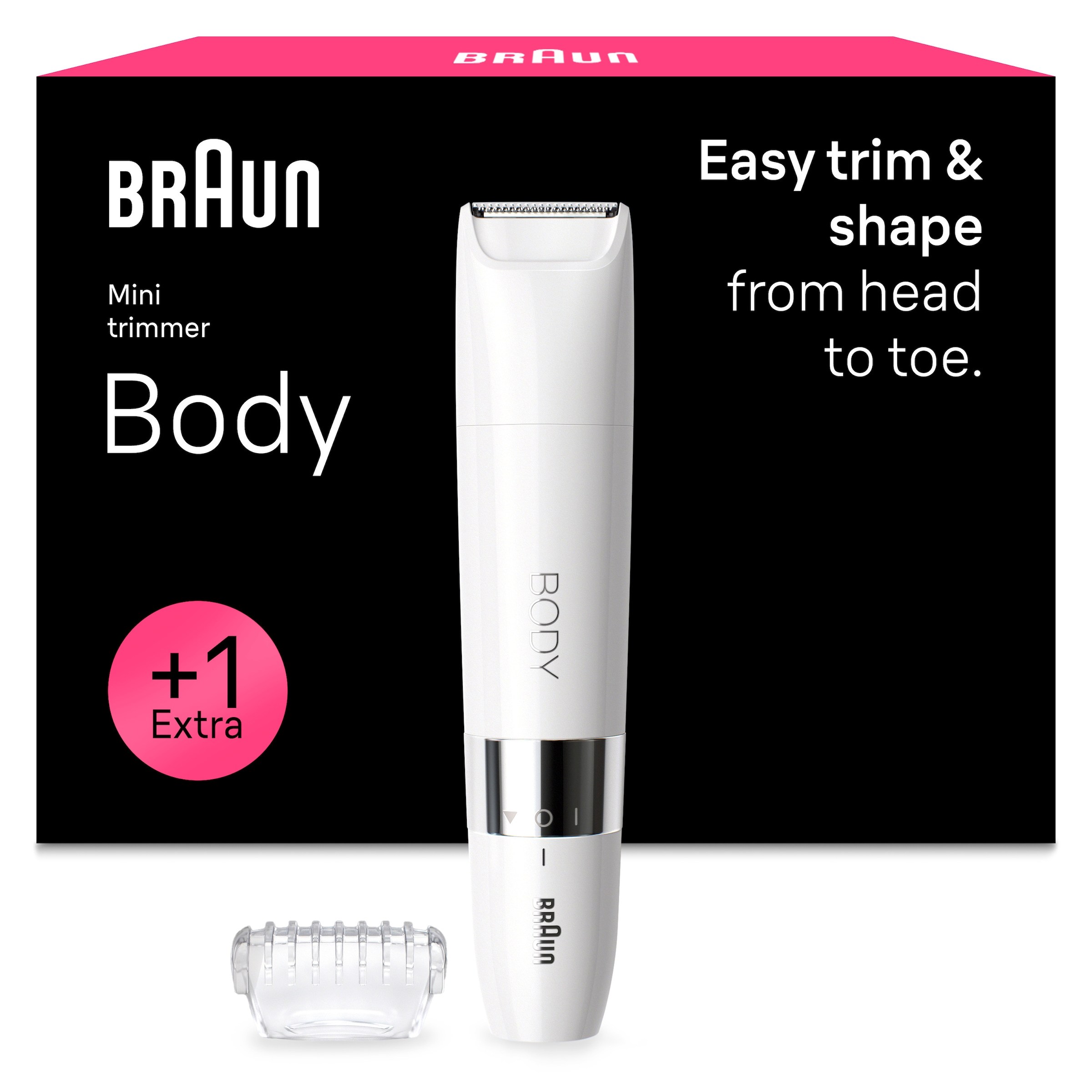 Braun Elektrokörperrasierer »BS1000« 1 Stk. Aufsätze Körpertrimmer zum einfachen Trimmen & Formen, + 1 Extra, BS1000, Weiß