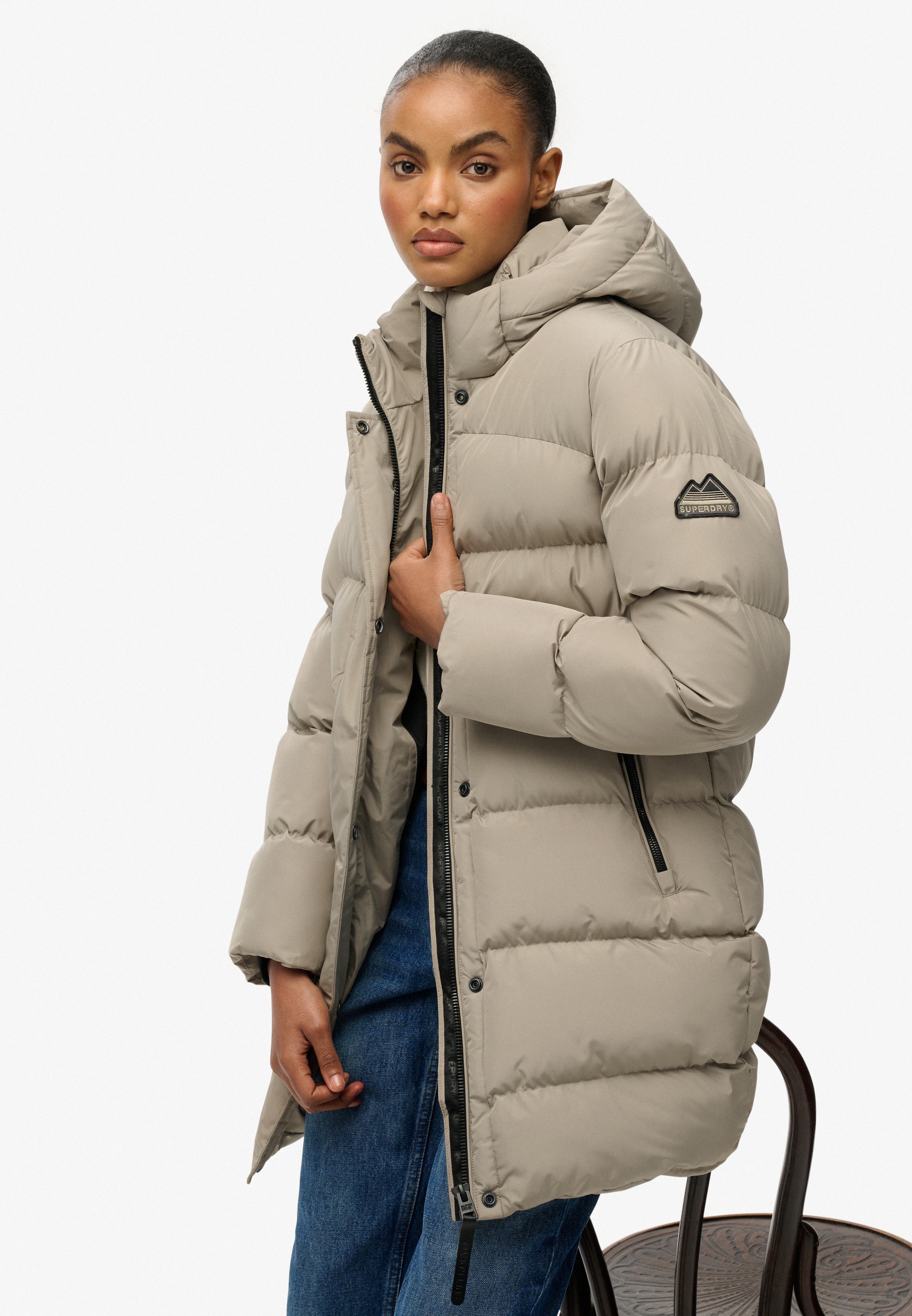 Superdry Steppjacke »HOODED SPORTS PUFFER MID JKT« mit Kapuze