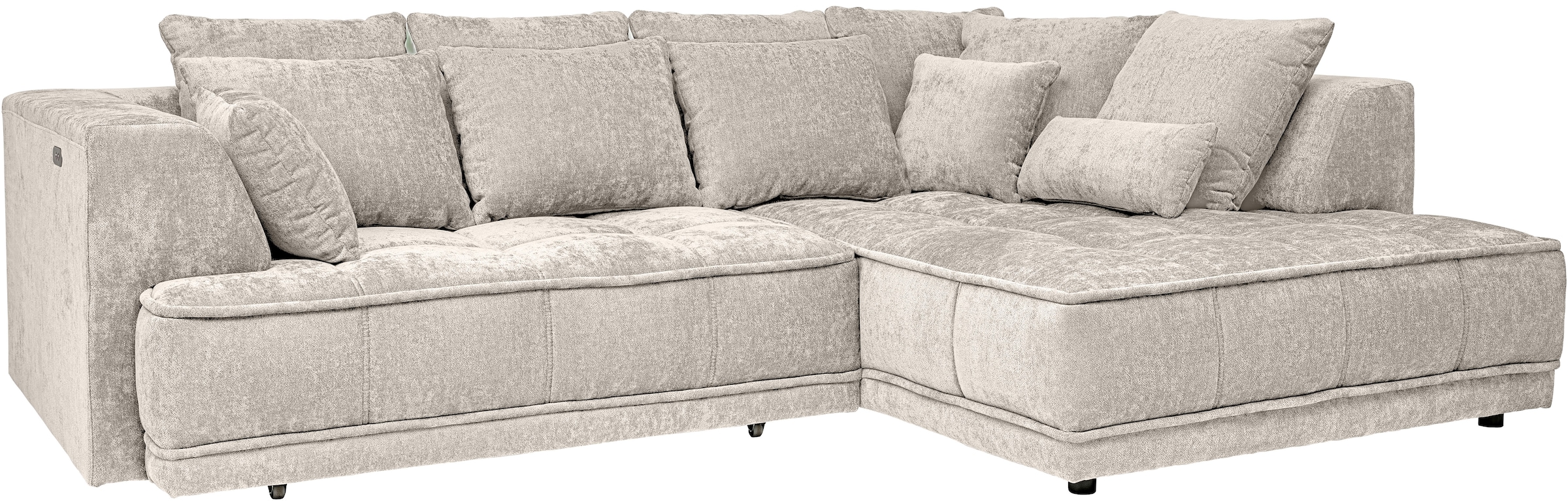 WERK2 Ecksofa »Tiga 207 x 286 cm modern & bequem, elektrisch verstellbare Sitztiefe« Struktur weich, L-Form, elektrische Sitztiefenverstellung