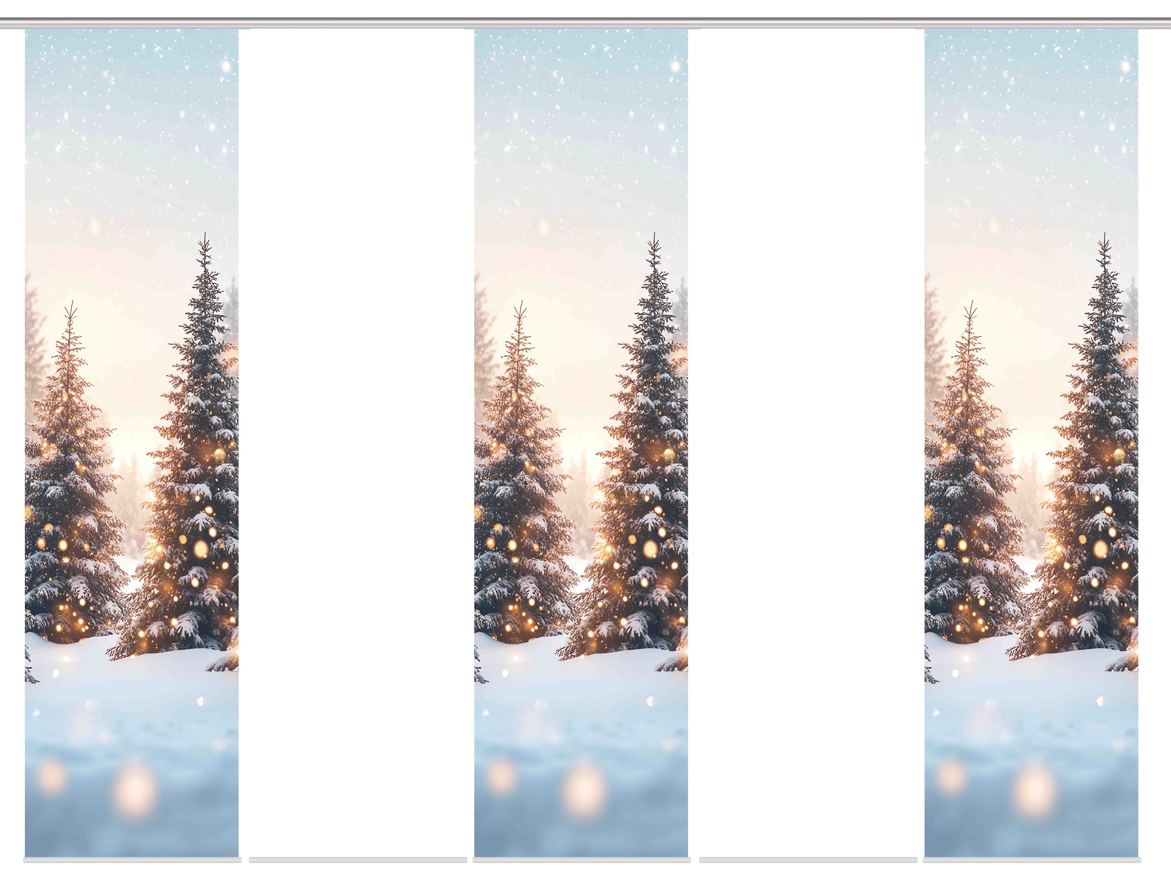 HOME WOHNIDEEN Schiebegardine »SCHNEETANNEN« Paneelwagen 5 Stk. tlg. SET, Schiebewand, Dekostoff, Digitaldruck