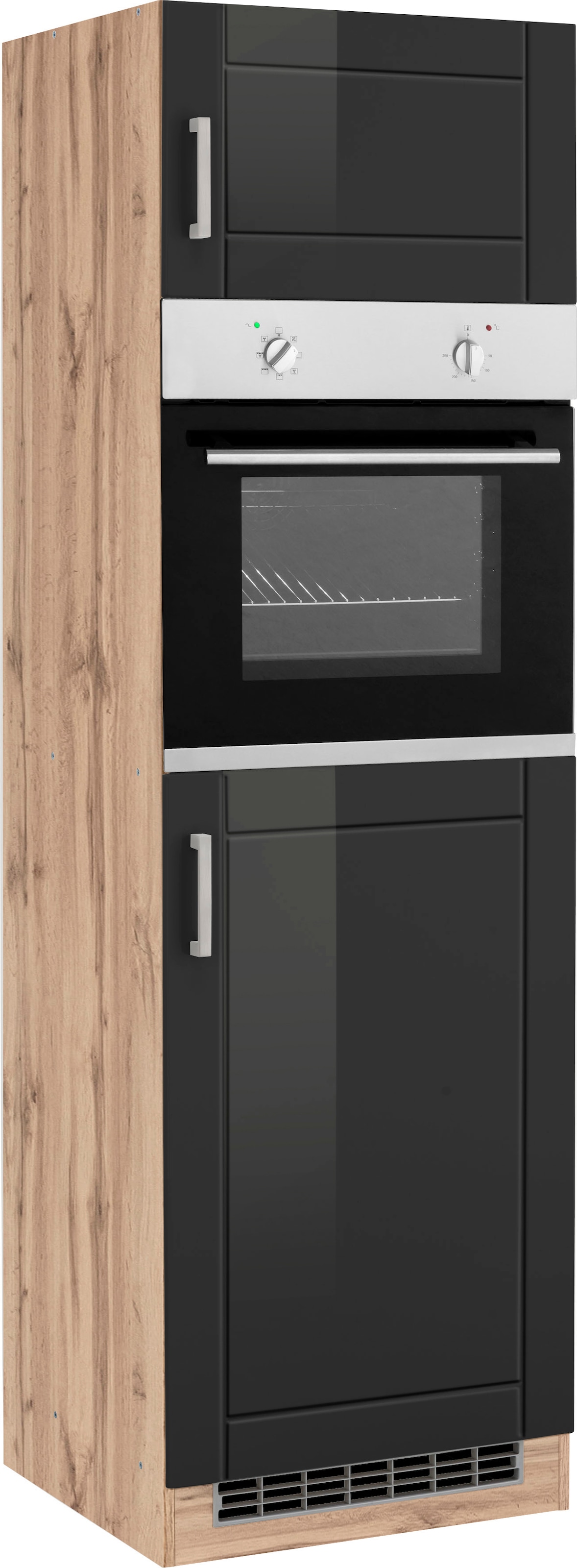 KOCHSTATION Backofenumbauschrank »KS-Tinnum«, 60 cm breit, 200 cm hoch, Metallgriffe, MDF Fronten, für Backofen