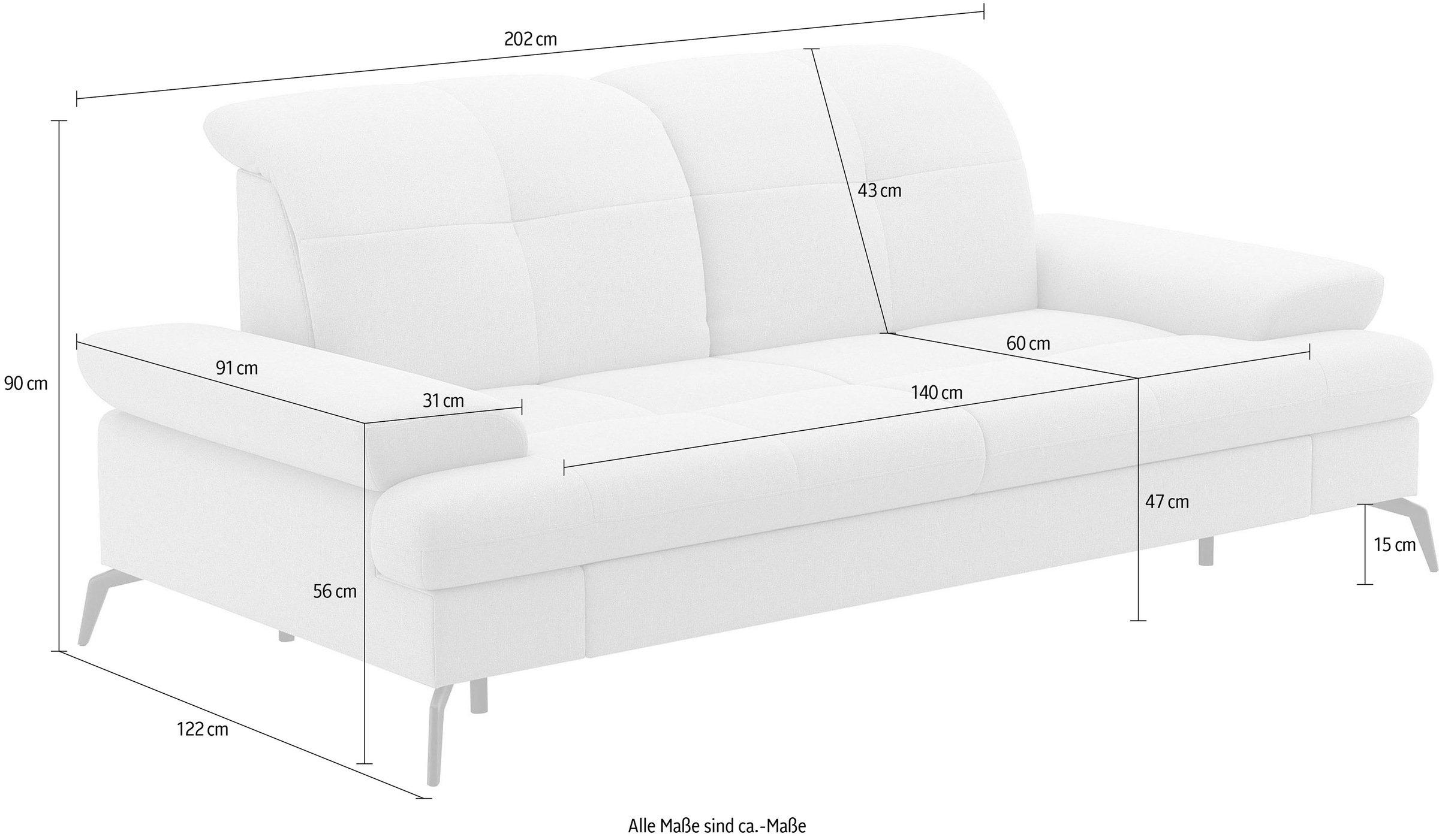 sit&more 2,5-Sitzer »Amica,  inkl. Sitztiefenverstellung und Armteilverstellung« wahlweise mit Kopfteilverstellung und Bettfunktion