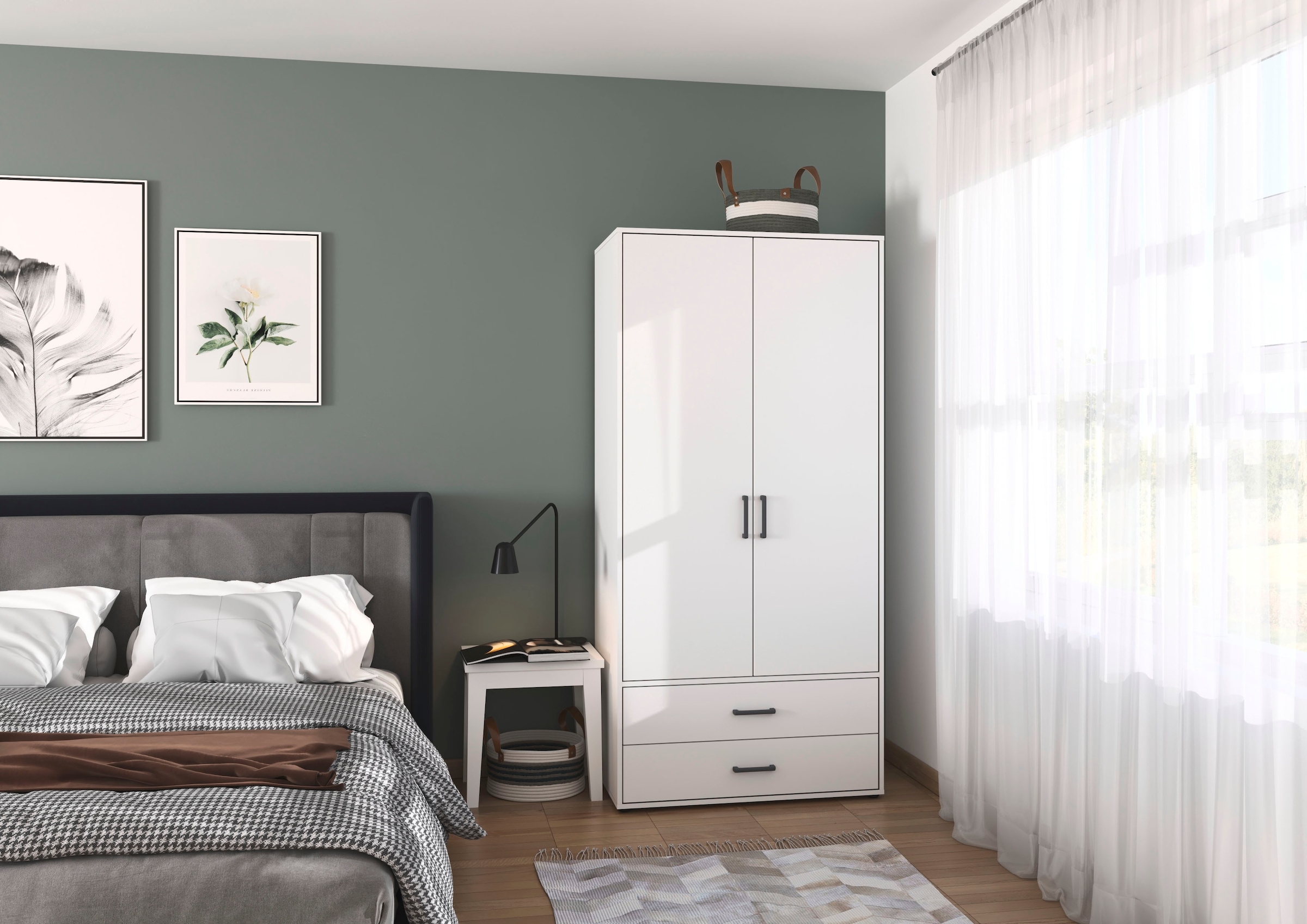 rauch Drehtürenschrank »Kleiderschrank Schrank Garderobe Wäscheschrank VOYAGER« in 3 verschiedenen Ausstattungen BASIC/CLASSIC/PREMIUM,  mit 2 modernen Griffvarianten, mit Außenschubladen MADE IN GERMANY